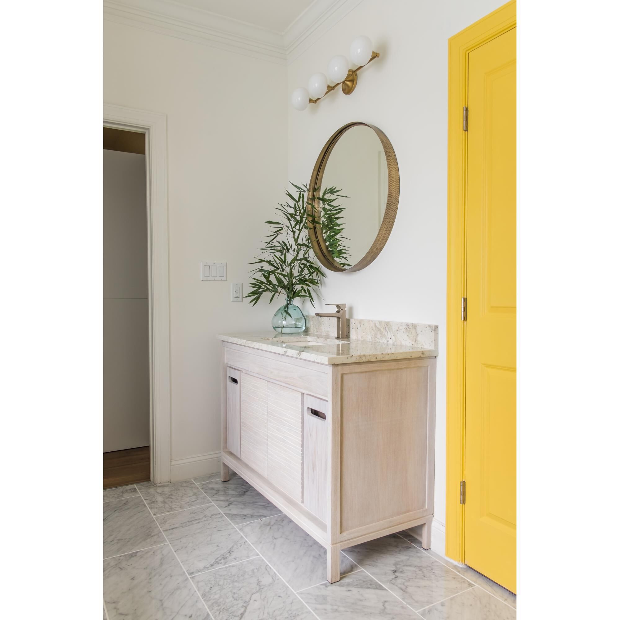 Shown in Aged Brass finish and Opal Glossy glass