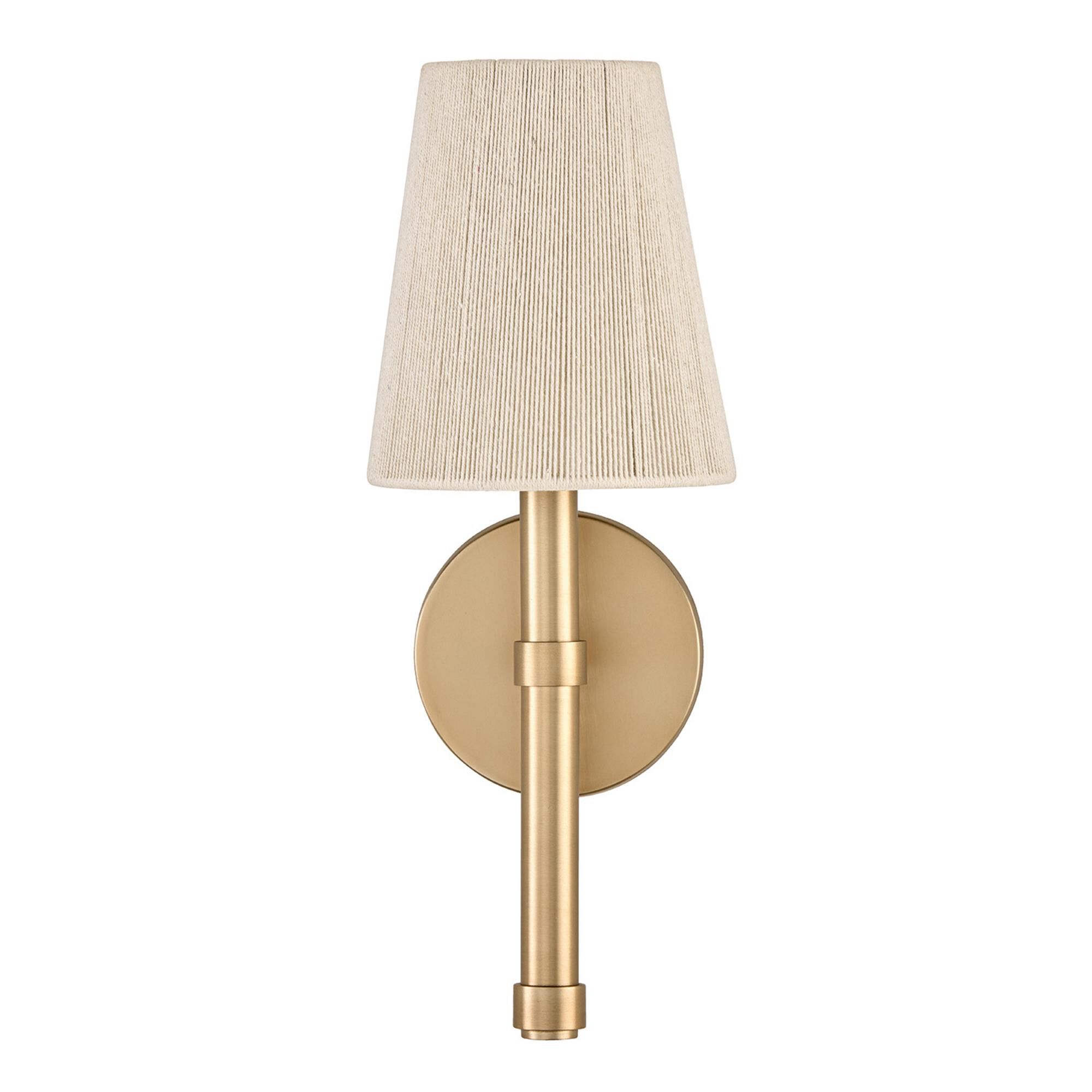 Shown in Matte Brass finish and Bleached Natural Rope shade