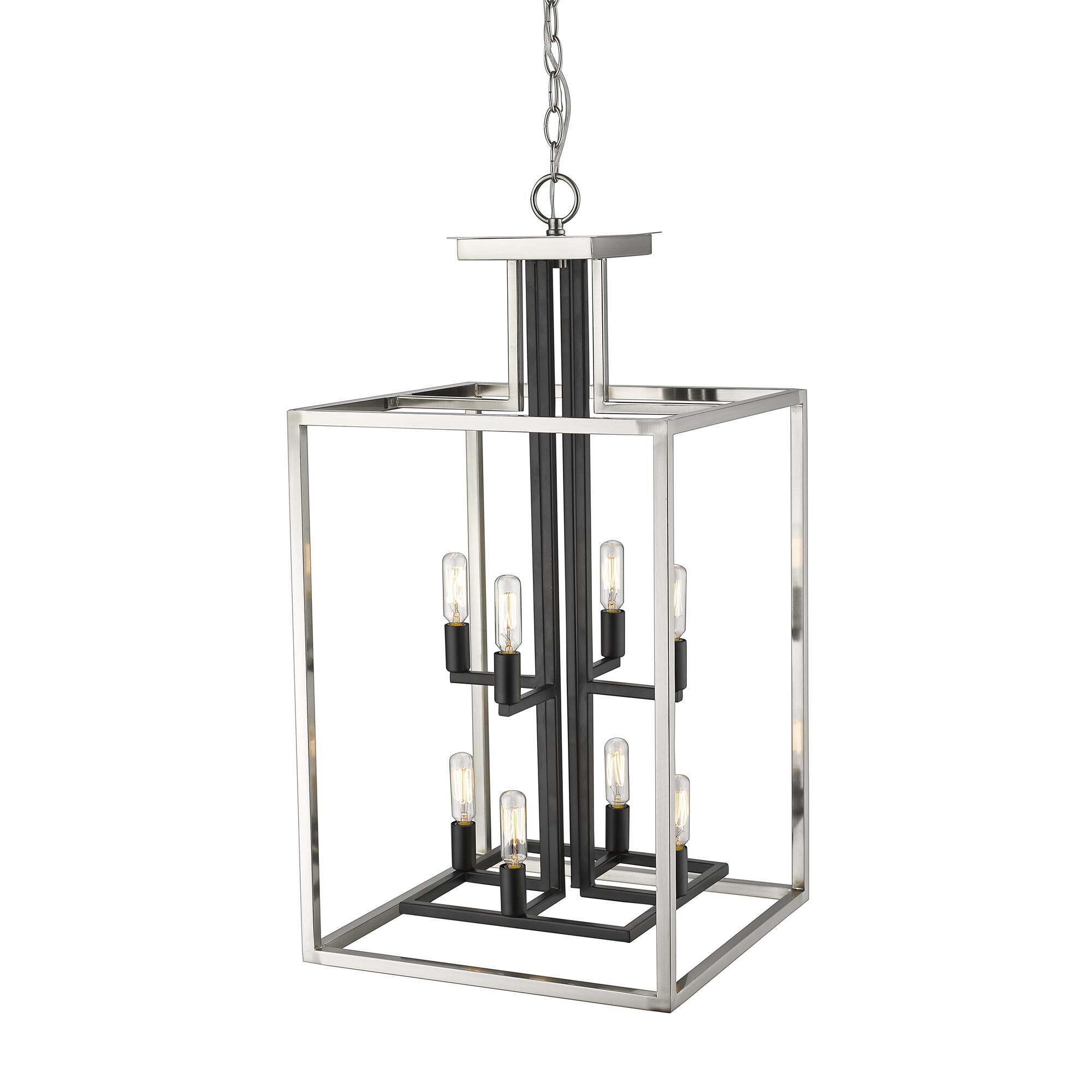 Shown in Brushed Nickel + Black finish and --- glass and --- shade