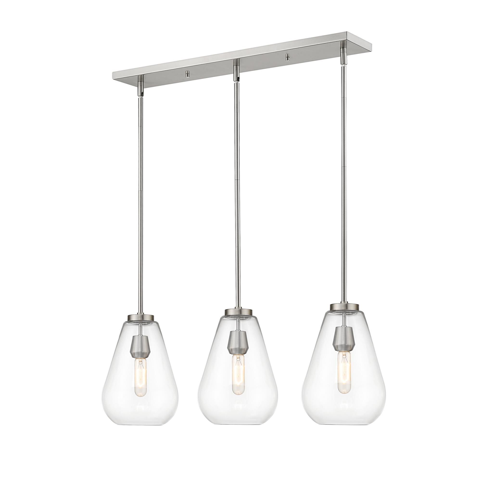 Shown in Brushed Nickel finish and Glass shade