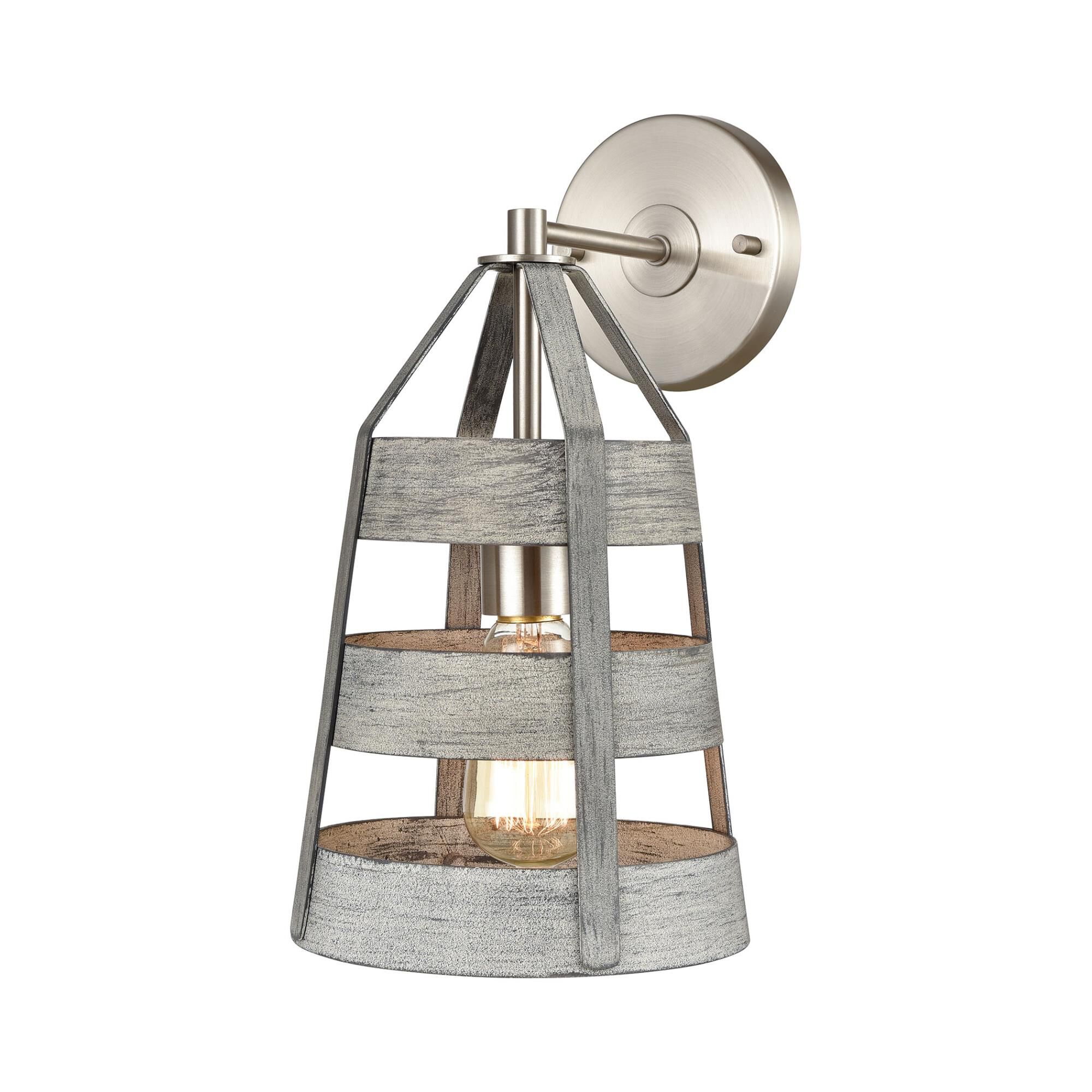 Shown in Weathered Driftwood, Satin Nickel finish