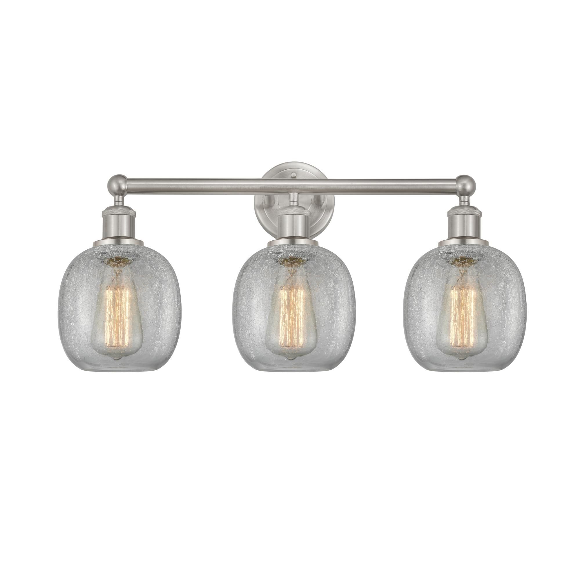 Shown in Brushed Satin Nickel, Clear Crackle finish and Clear Crackle glass and Clear Crackle Glass shade