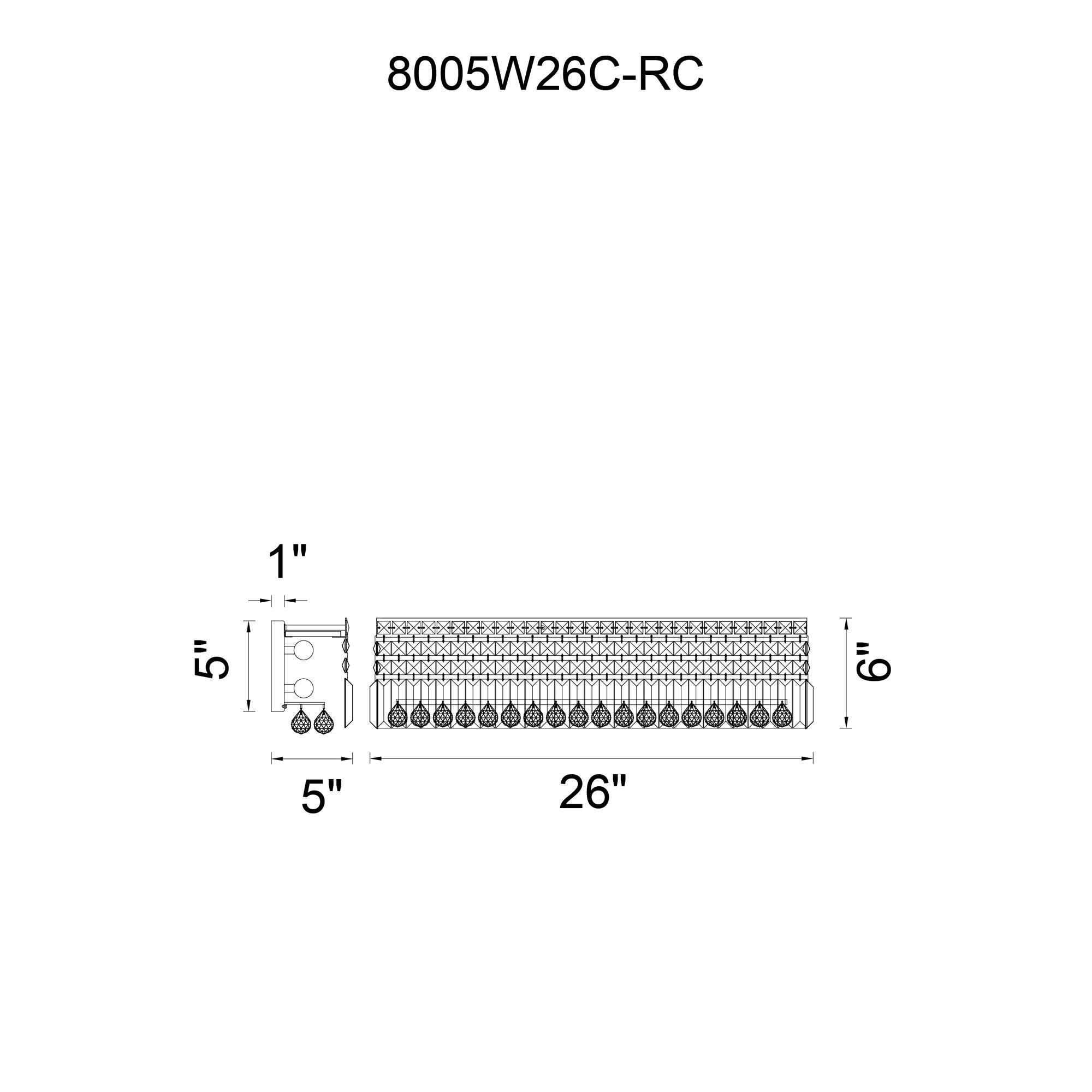 Shown in Chrome finish and K9 Clear crystal