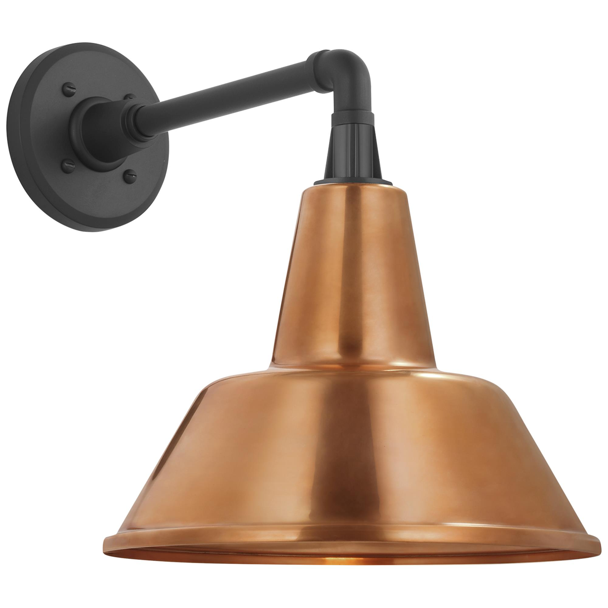 Shown in Matte Black finish and Soft Copper Bowers shade