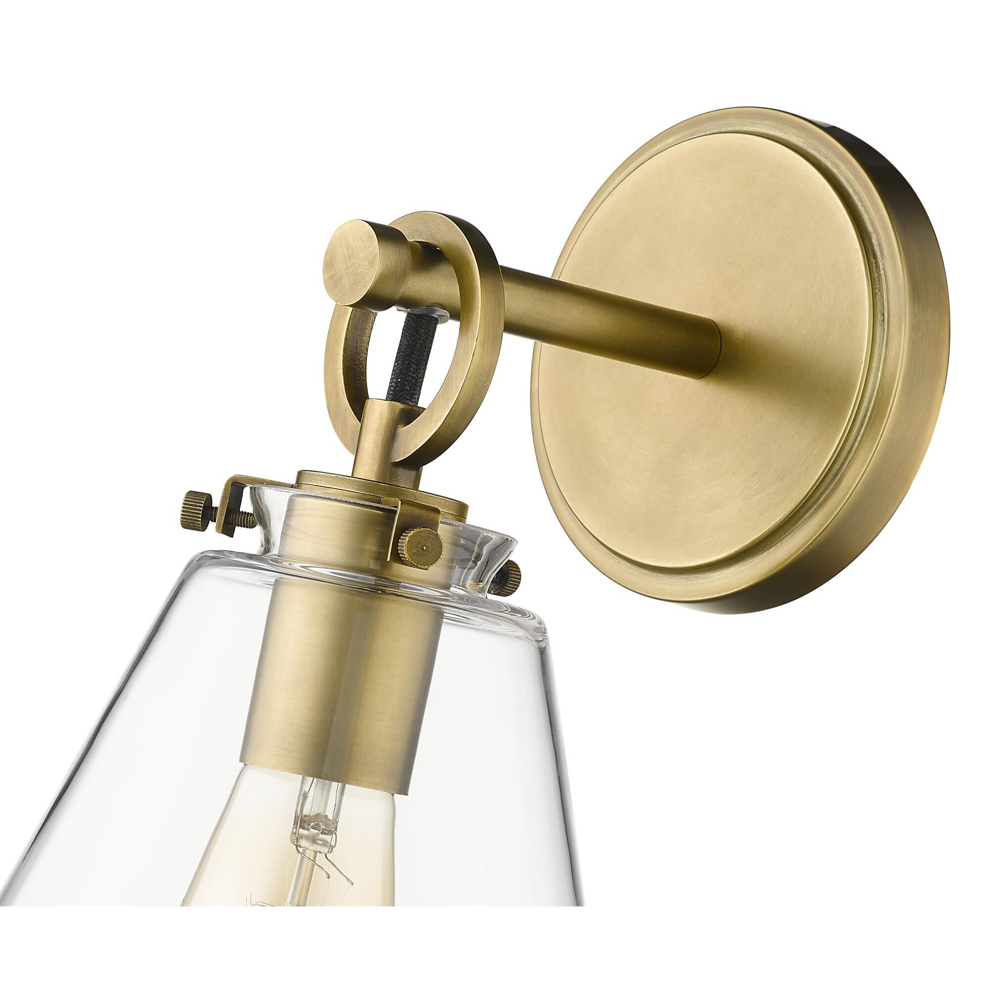 Shown in Rubbed Brass finish and Glass shade