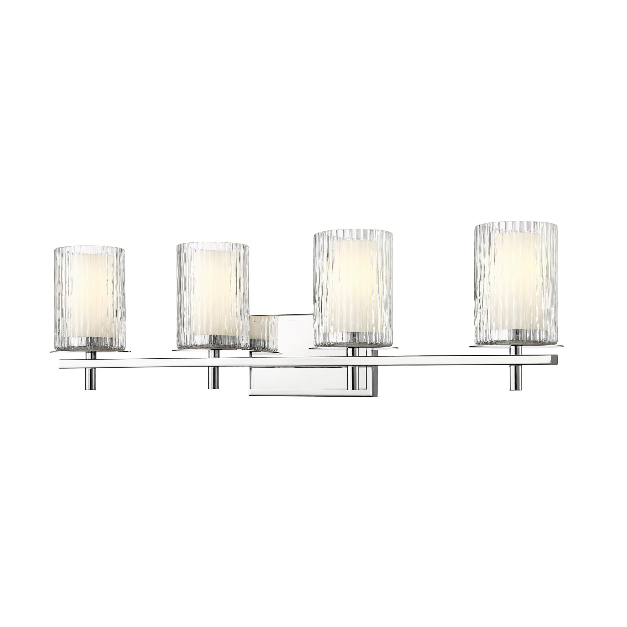 Shown in Chrome finish and Clear + Etched Opal glass and Clear + Etched Opal shade