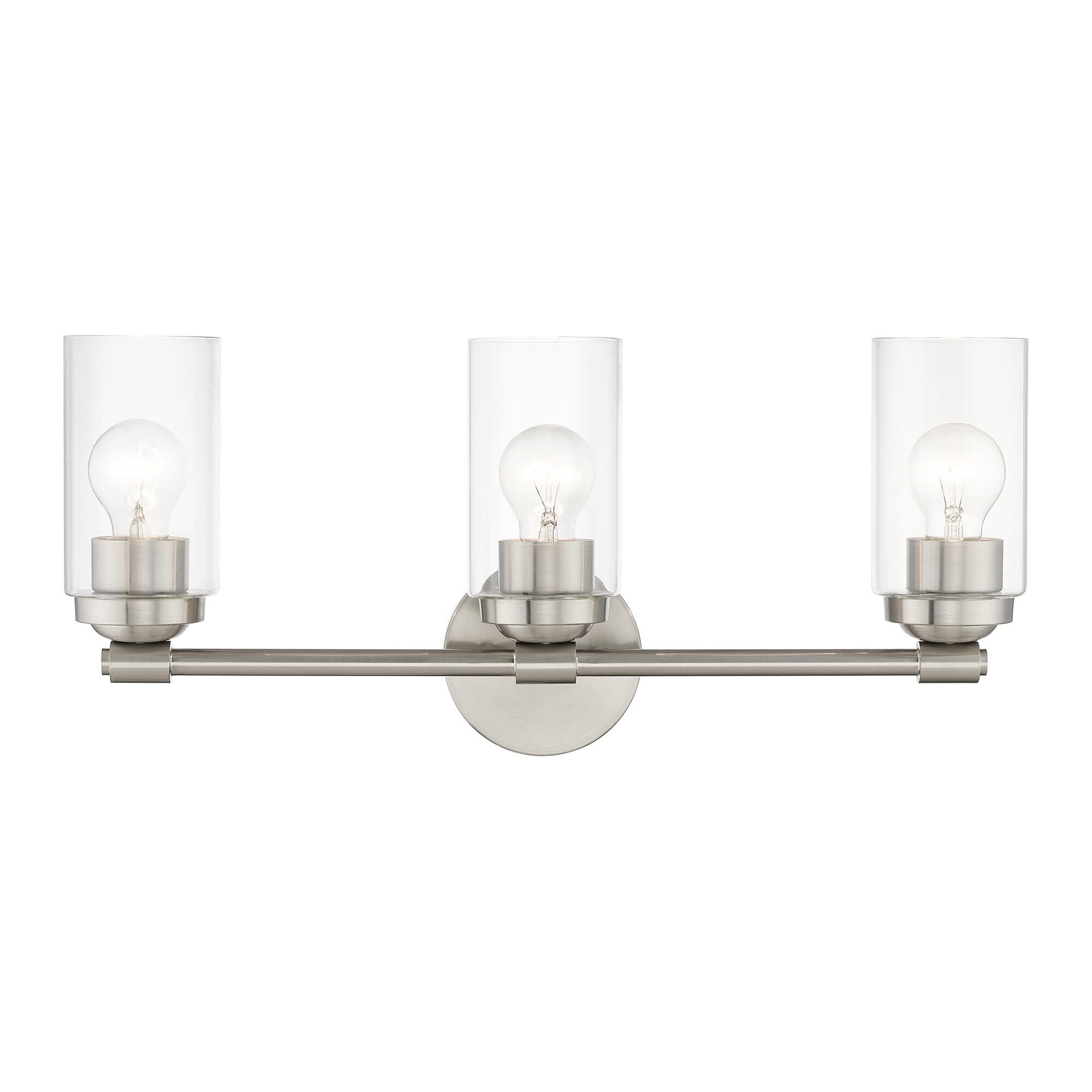 Shown in Brushed Nickel finish and Hand Blown Clear  glass