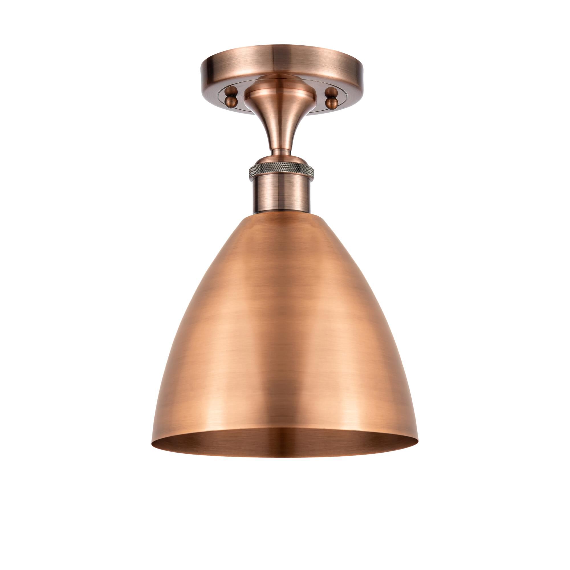 Shown in Antique Copper finish and Clear glass and Antique Copper Ballston Dome shade