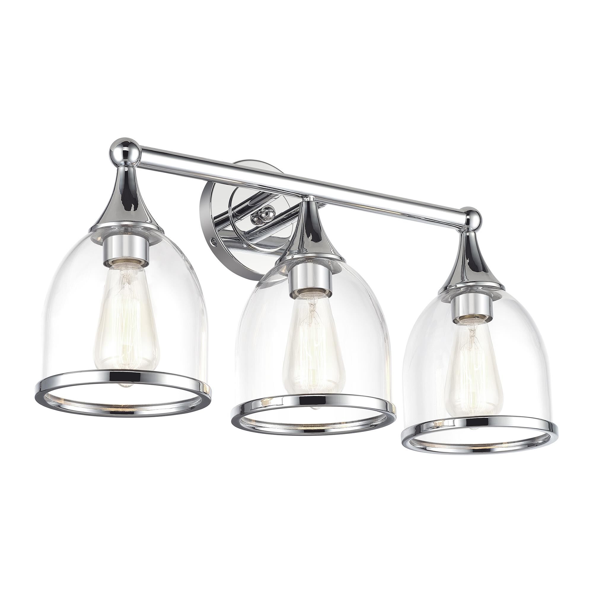 Shown in Polished Chrome finish and Mouth Blown Clear glass