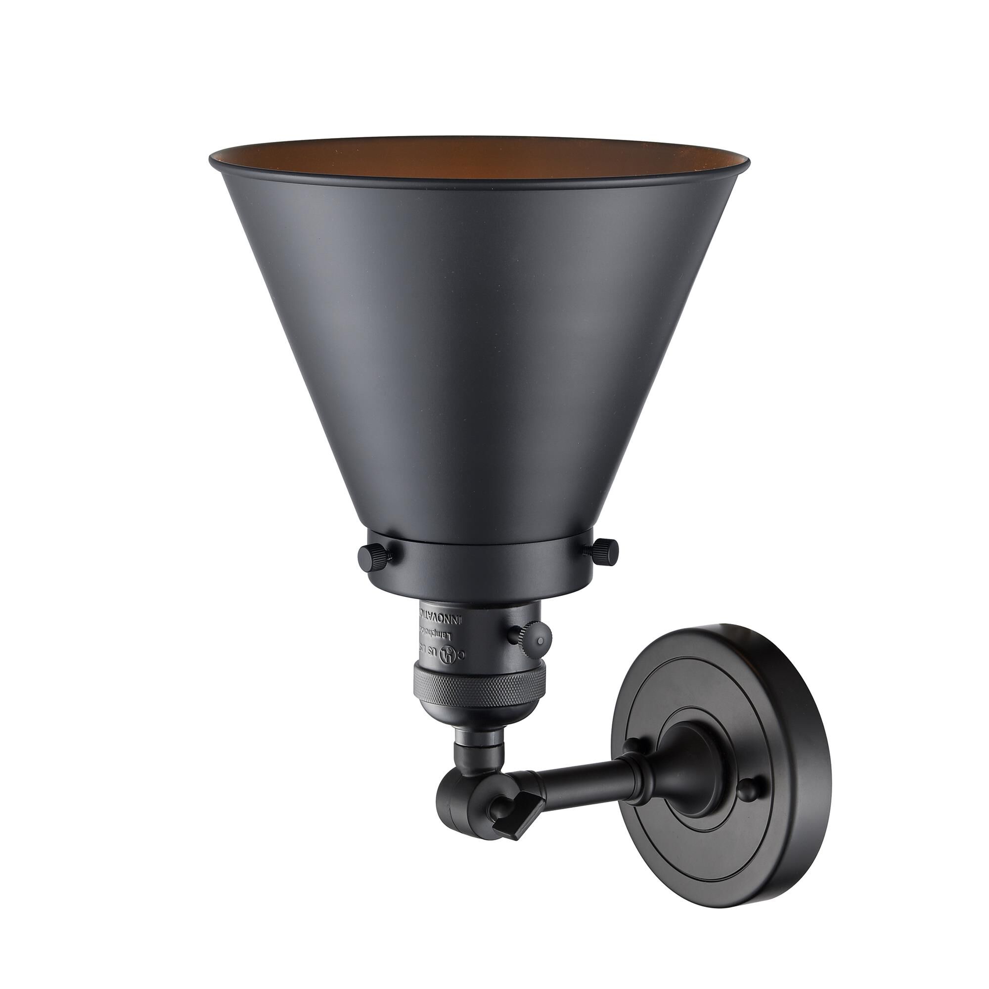 Shown in Matte Black finish and Metal - Matte Black - Cone shade