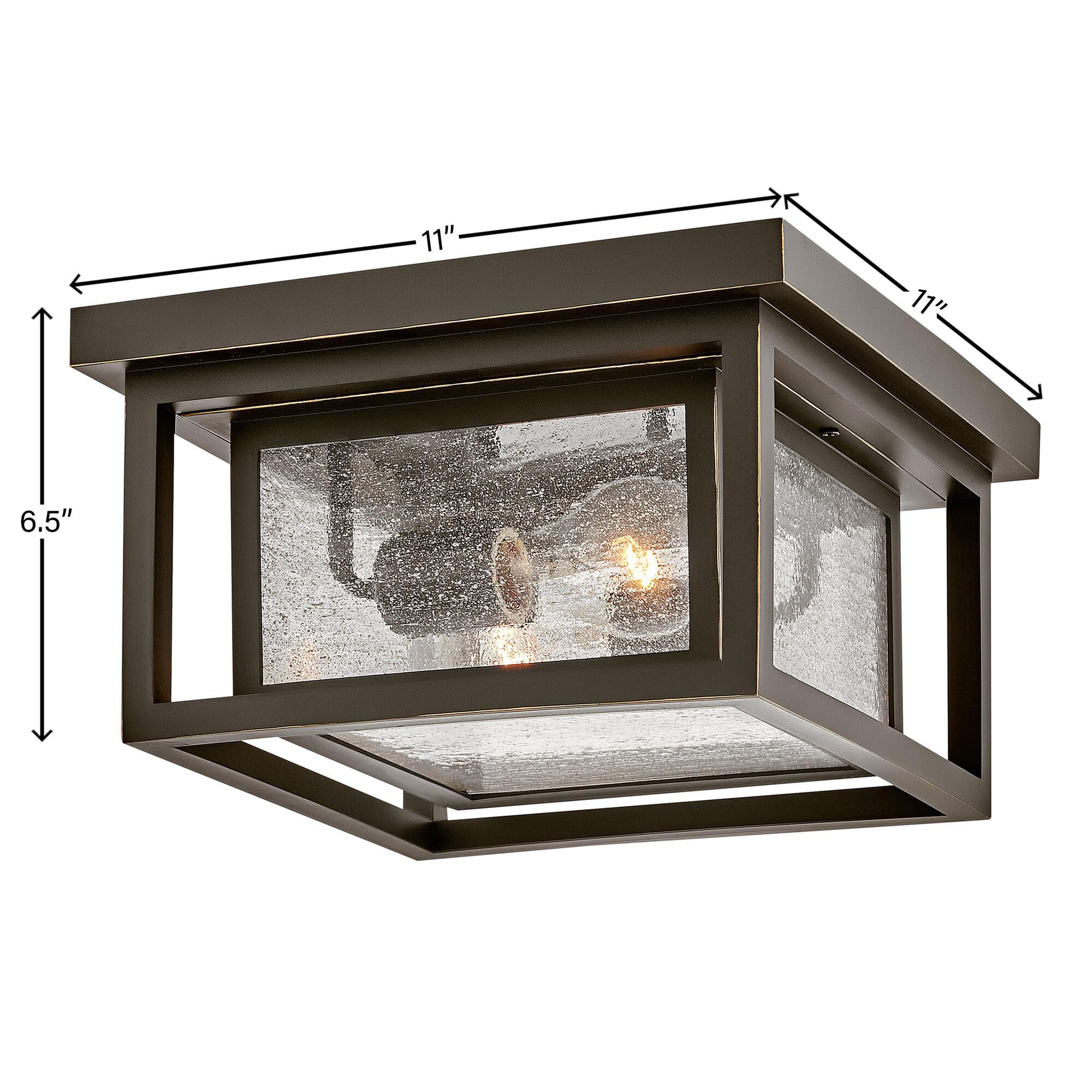 Shown in Oil Rubbed Bronze finish and Clear Seedy glass
