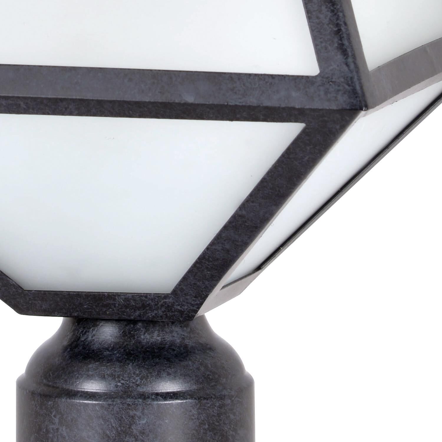 Shown in Black Charcoal finish and White Opal  Panel glass and White Opal Glass Panel shade
