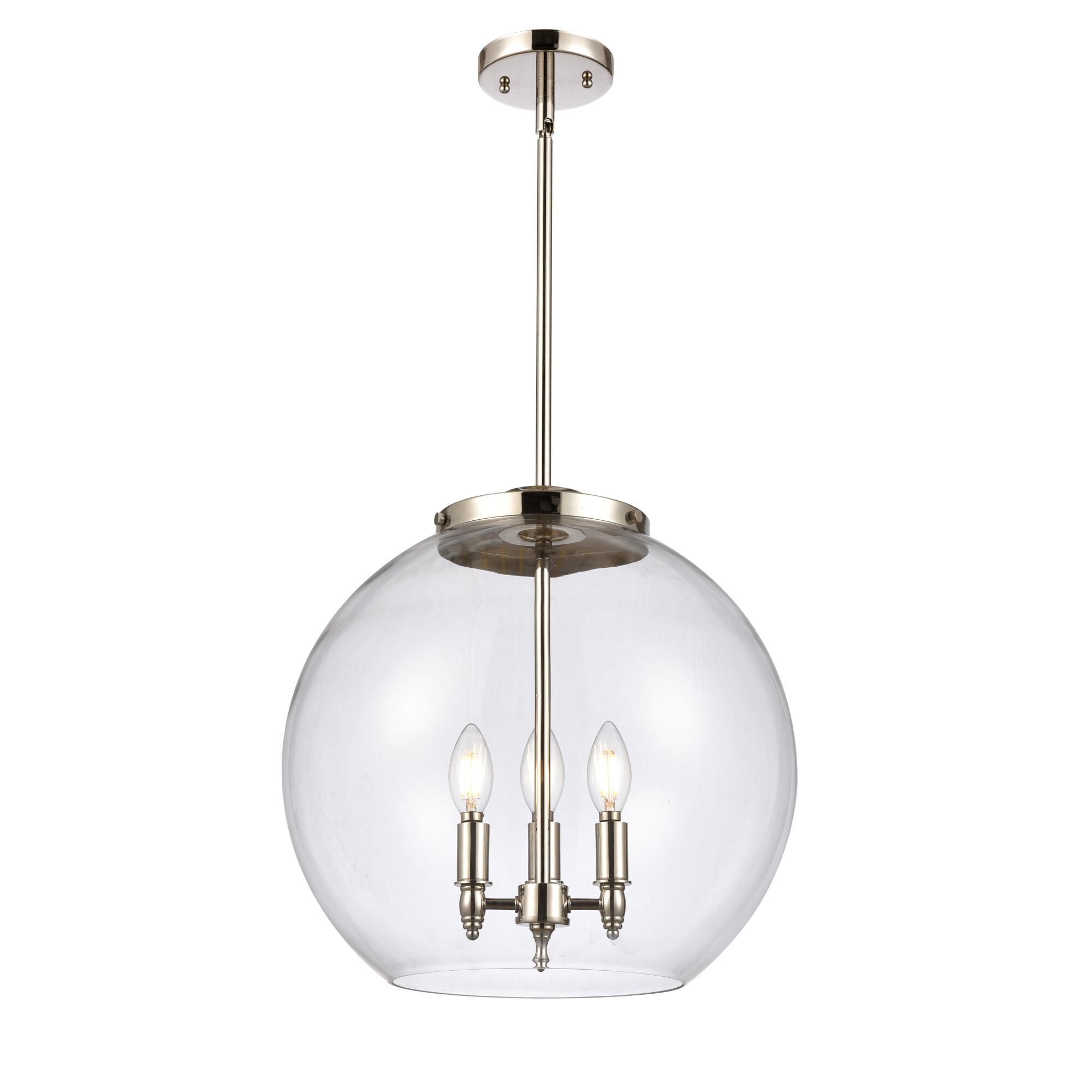 Shown in Polished Nickel finish and Clear glass