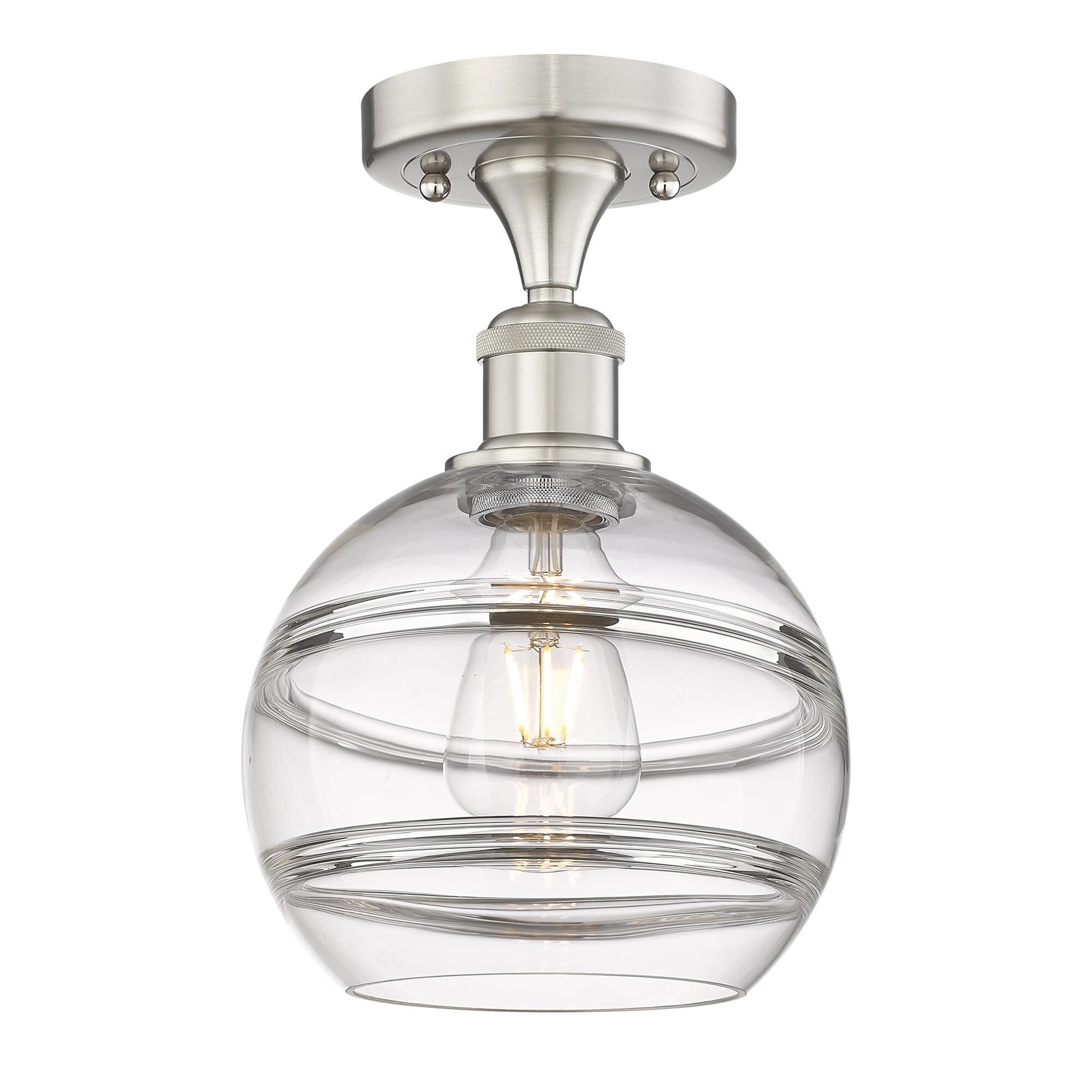 Shown in Brushed Satin Nickel finish and Clear glass
