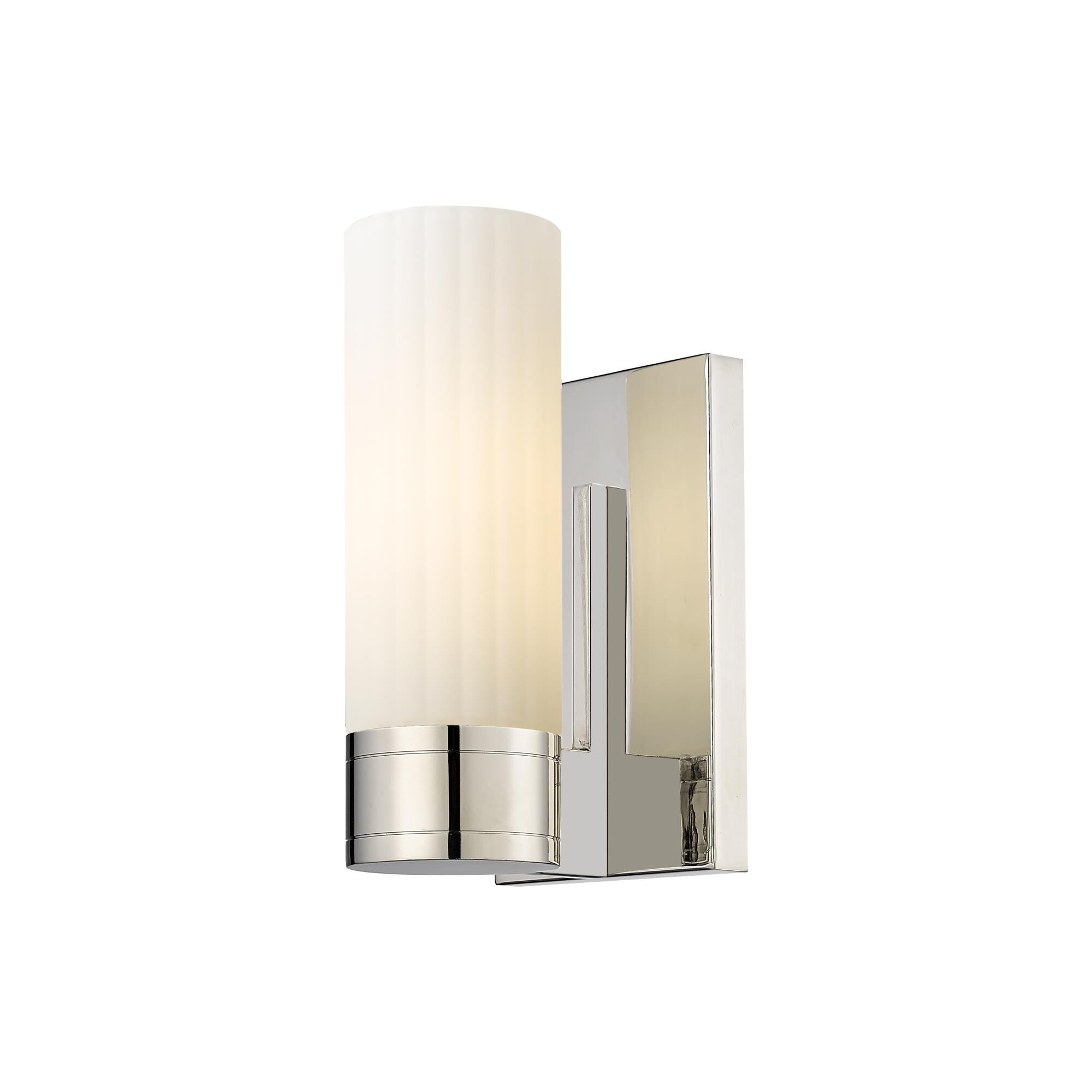 Shown in Polished Nickel finish and Matte White glass and Matte White Glass shade