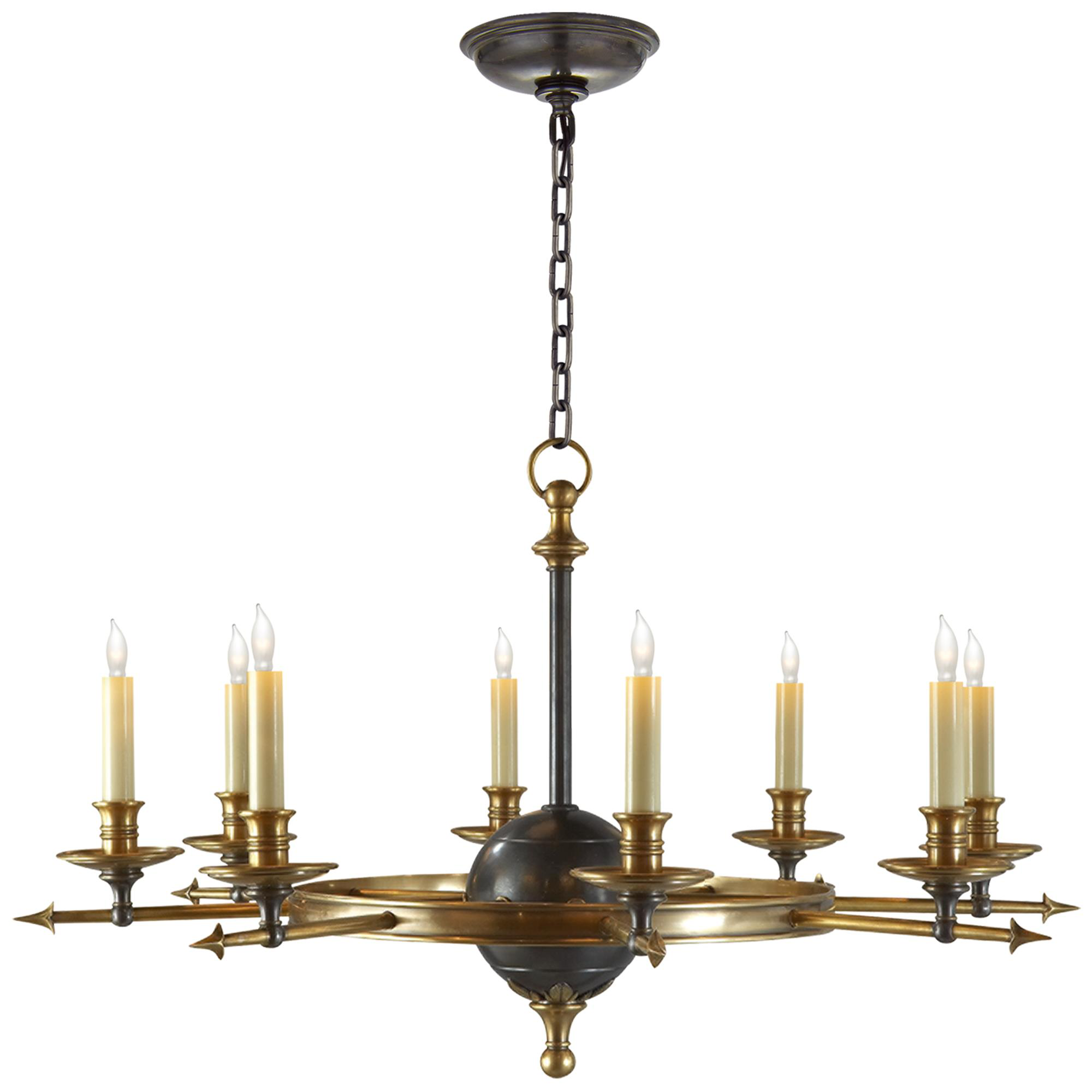 Shown in Bronze With Antique Brass finish and Chsnp  Sold Separately shade