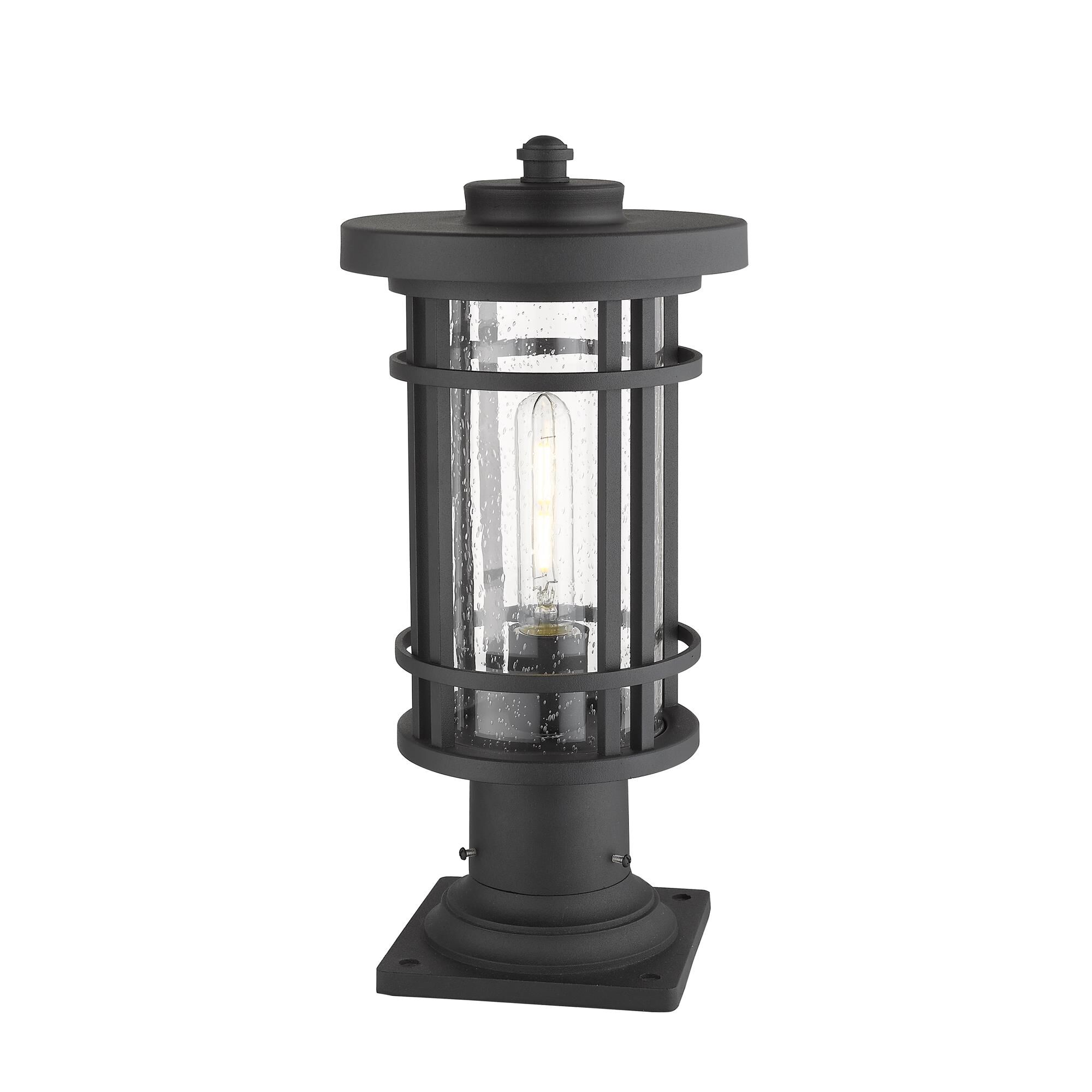 Shown in Black finish and Glass shade