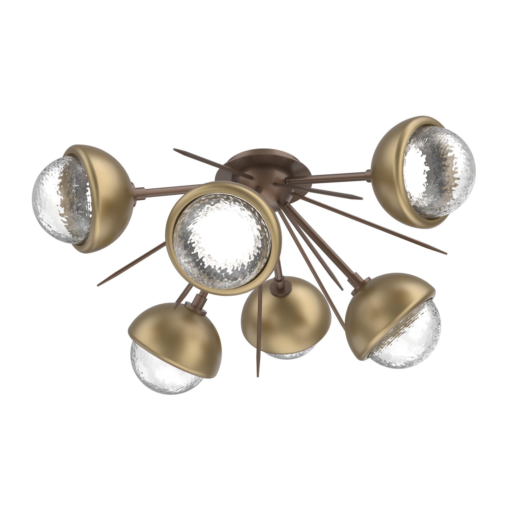 Shown in Burnished Bronze finish and Clear glass and Gilded Brass accent