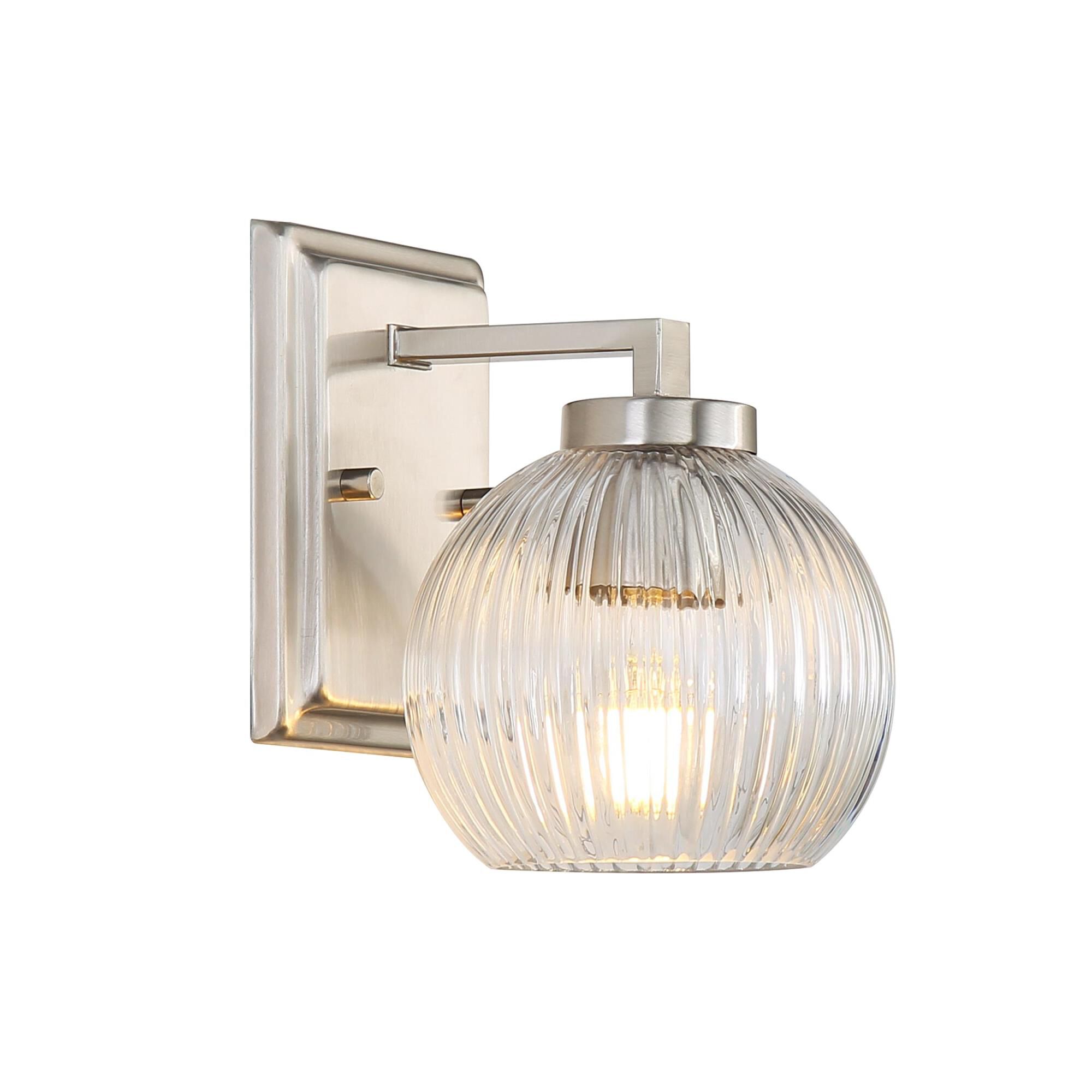 Shown in Pewter finish and Ribbed Clear Glass shade