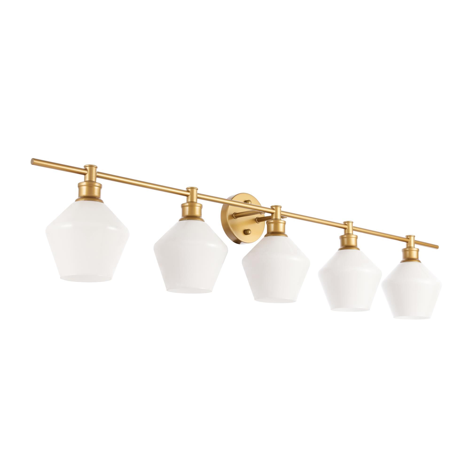 Shown in Brass finish and Frosted White  glass