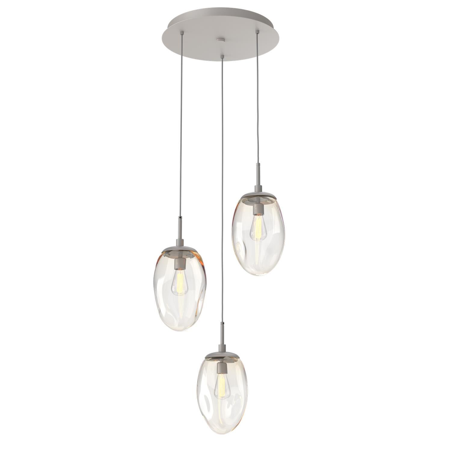 Shown in Metallic Beige Silver finish and Blown Amber glass