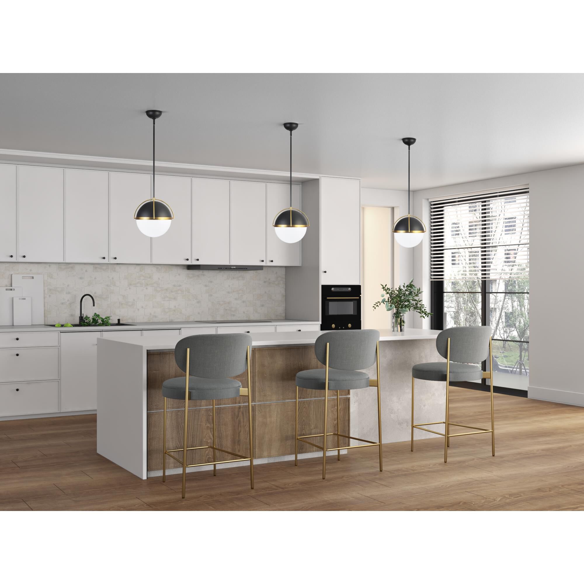 Shown in Black and Brushed Brass finish