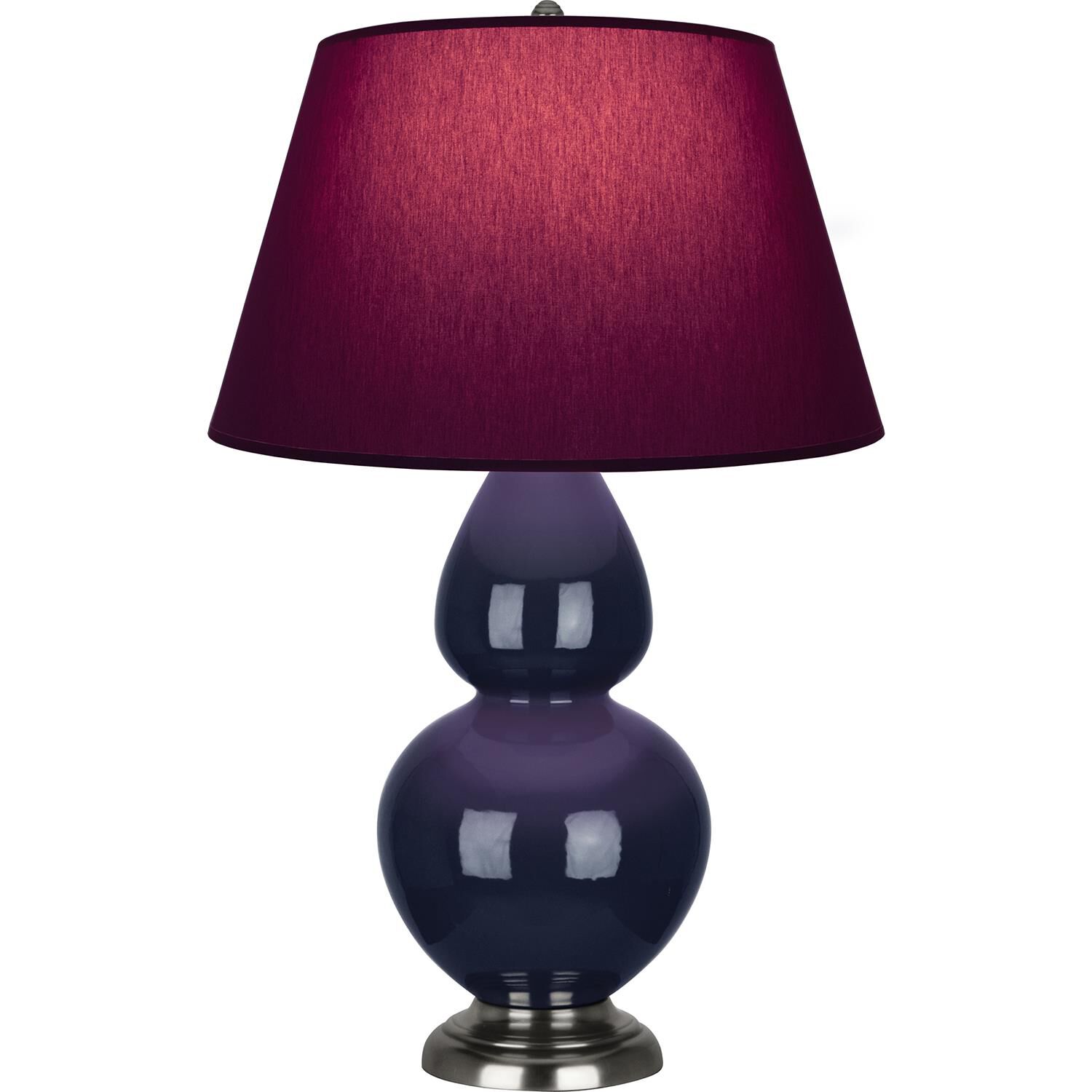 Shown in Midnight Blue finish and Plum and Lavender shade and Antique Silver accent