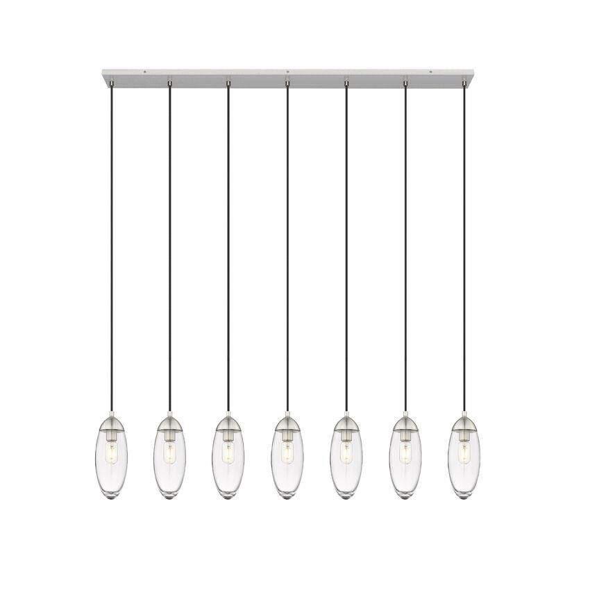 Shown in Brushed Nickel finish and Clear glass