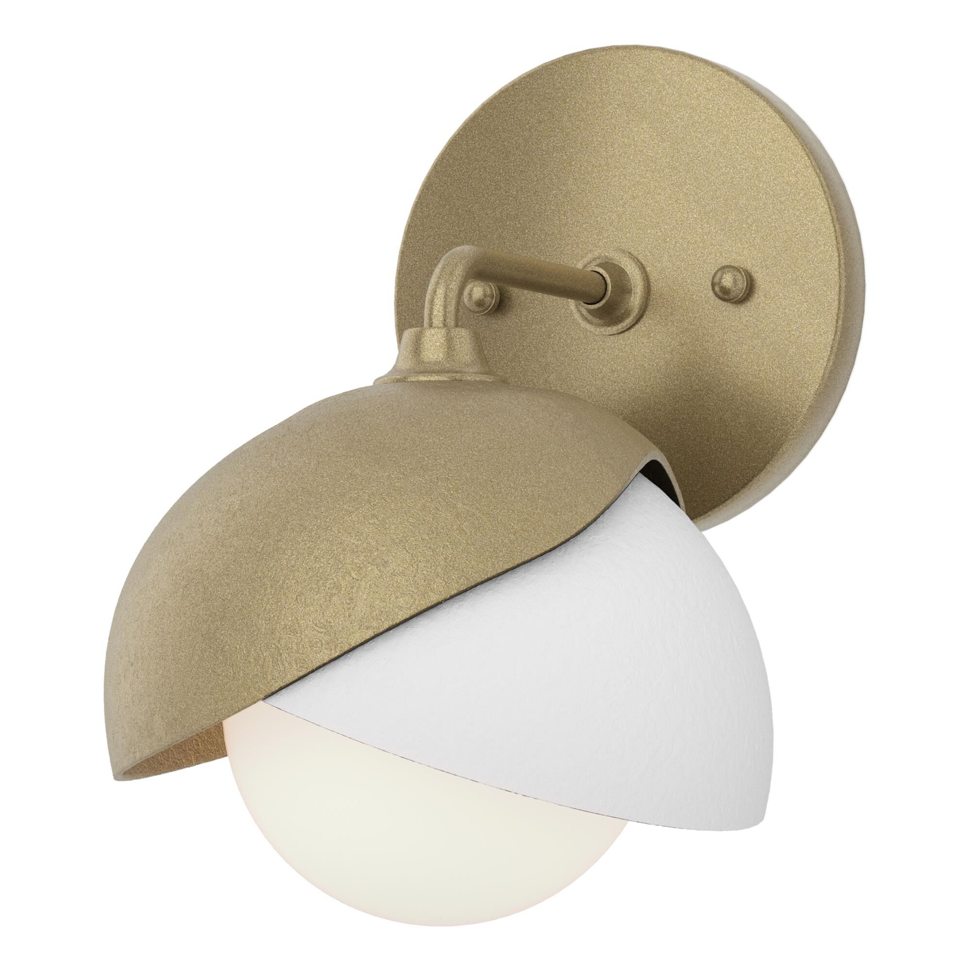 Shown in Soft Gold finish and Opal glass and White accent