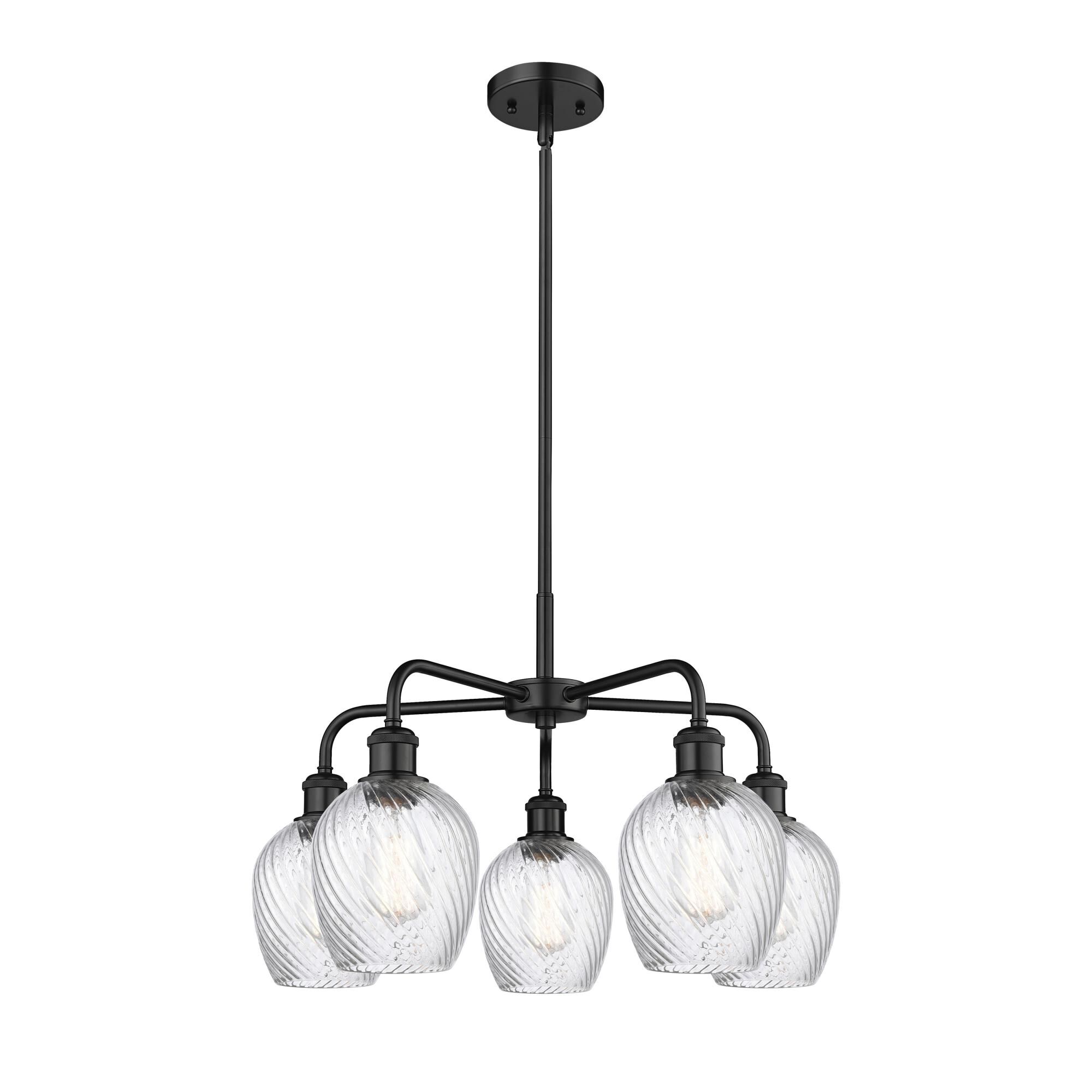 Shown in Matte Black finish and Clear Spiral Fluted glass