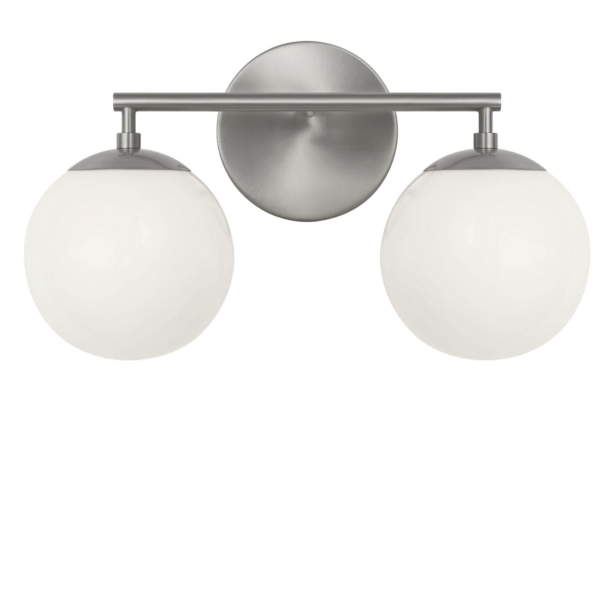 Shown in Brushed Nickel finish and Clear White glass