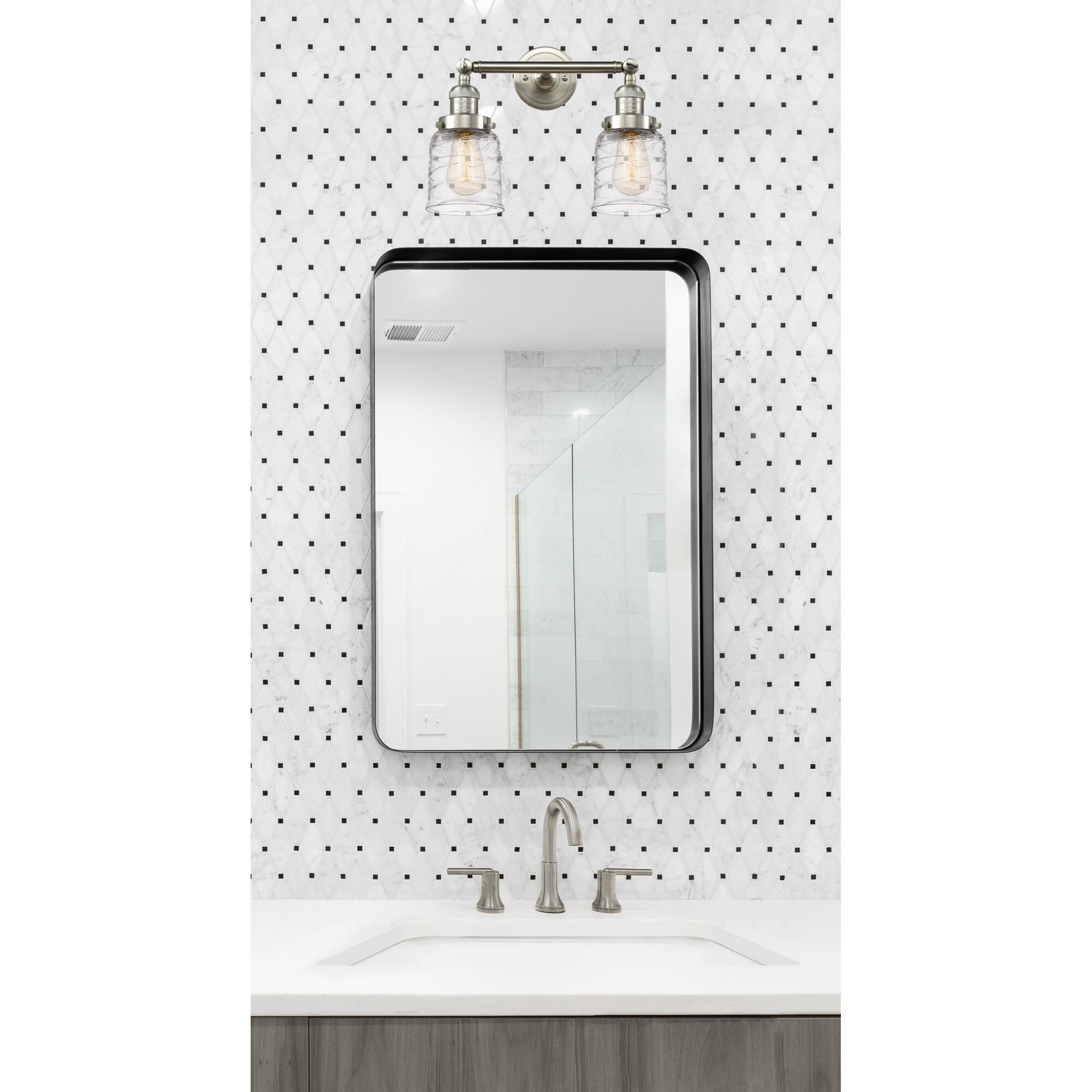 Shown in Brushed Satin Nickel finish and Clear glass