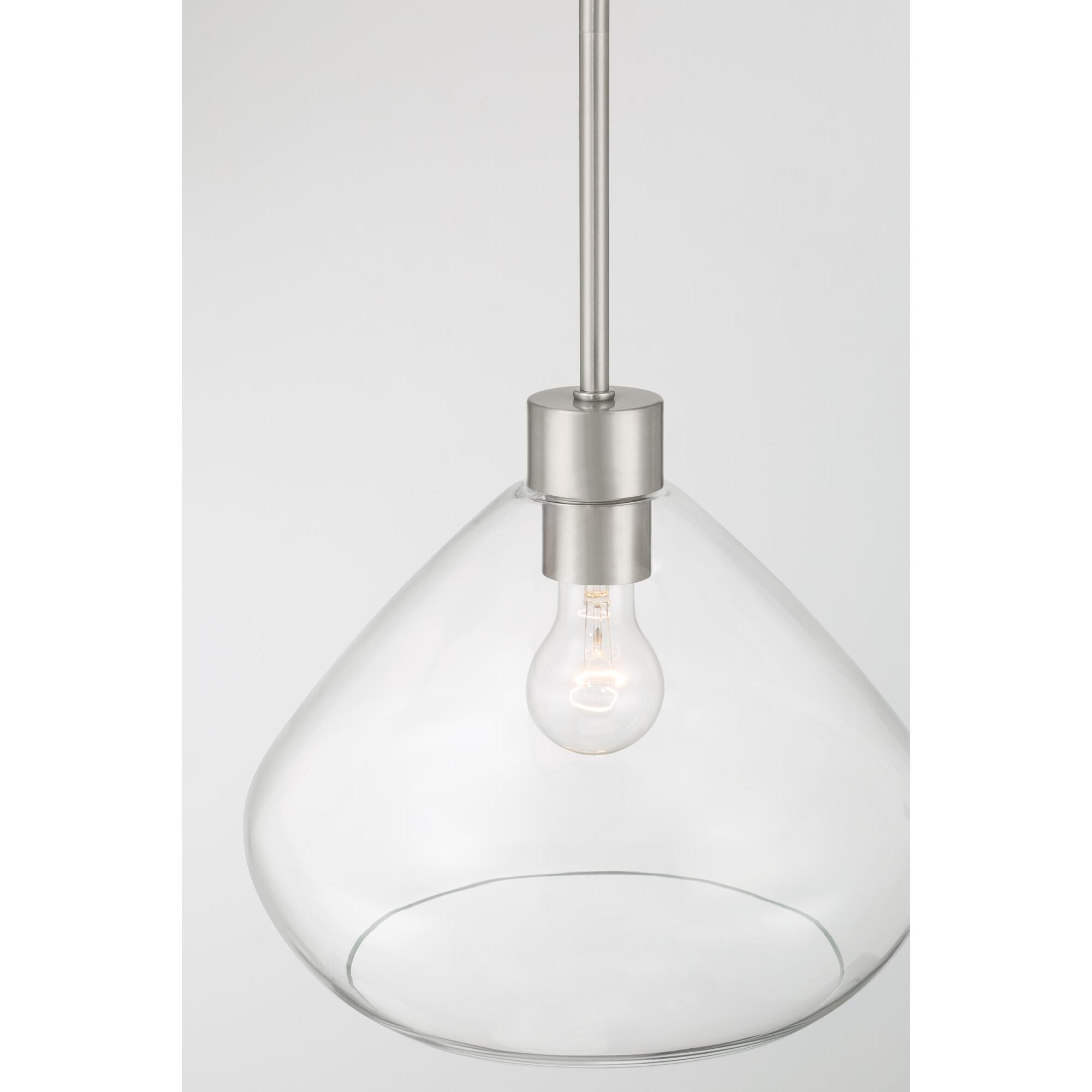 Shown in Brushed Nickel finish and Clear glass