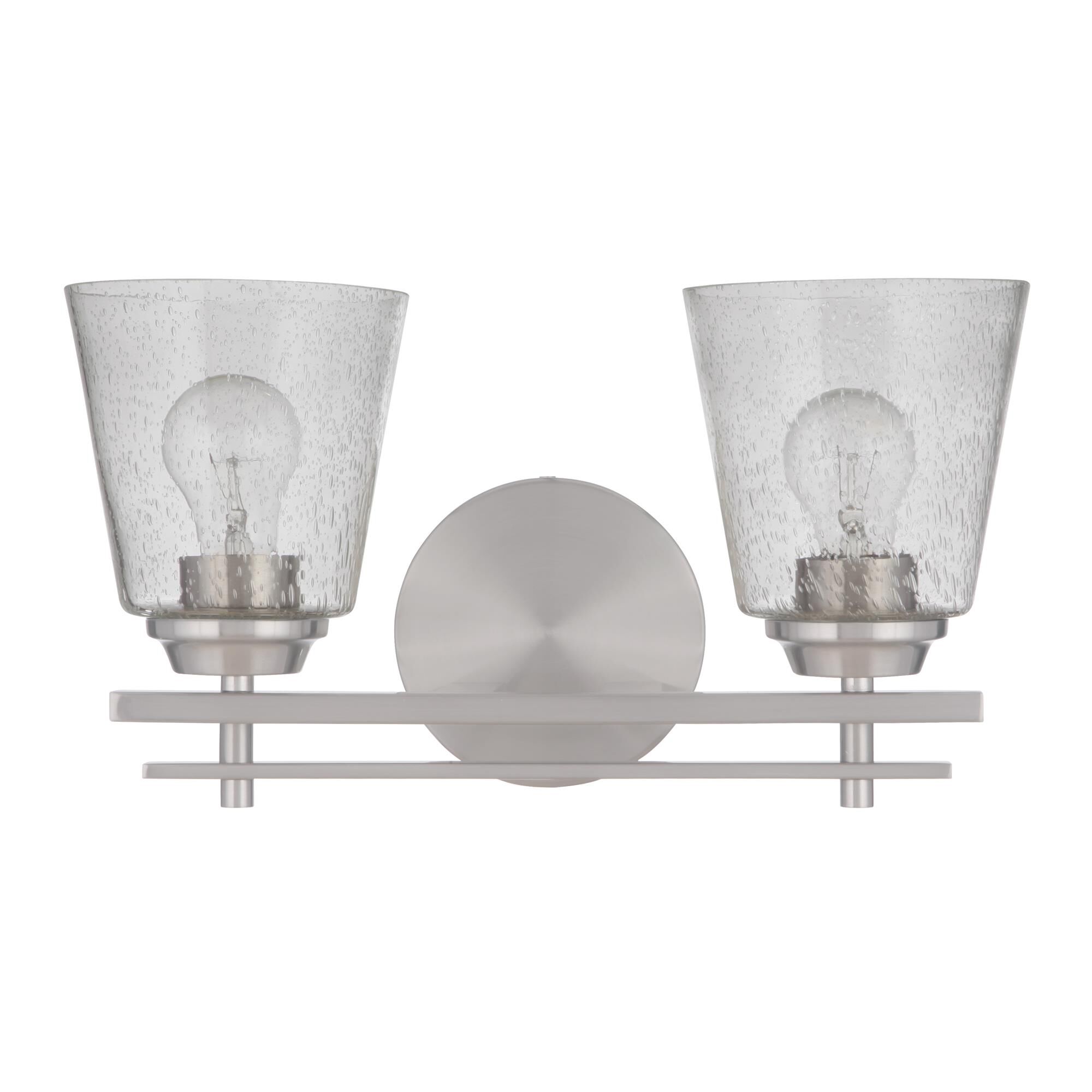 Shown in Brushed Polished Nickel finish and Clear Seeded glass and Glass shade