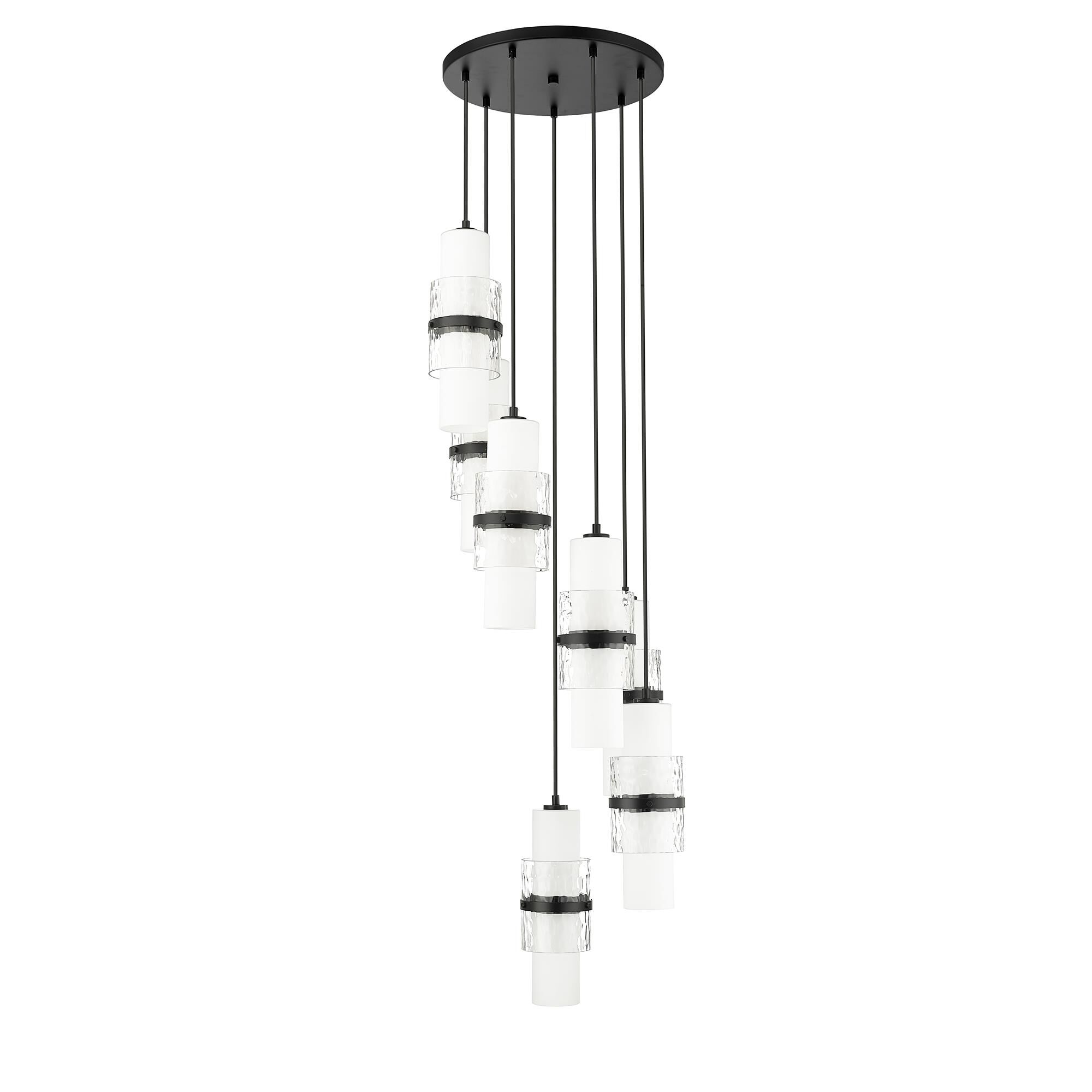 Shown in Matte Black finish and Clear and Etched Opal glass