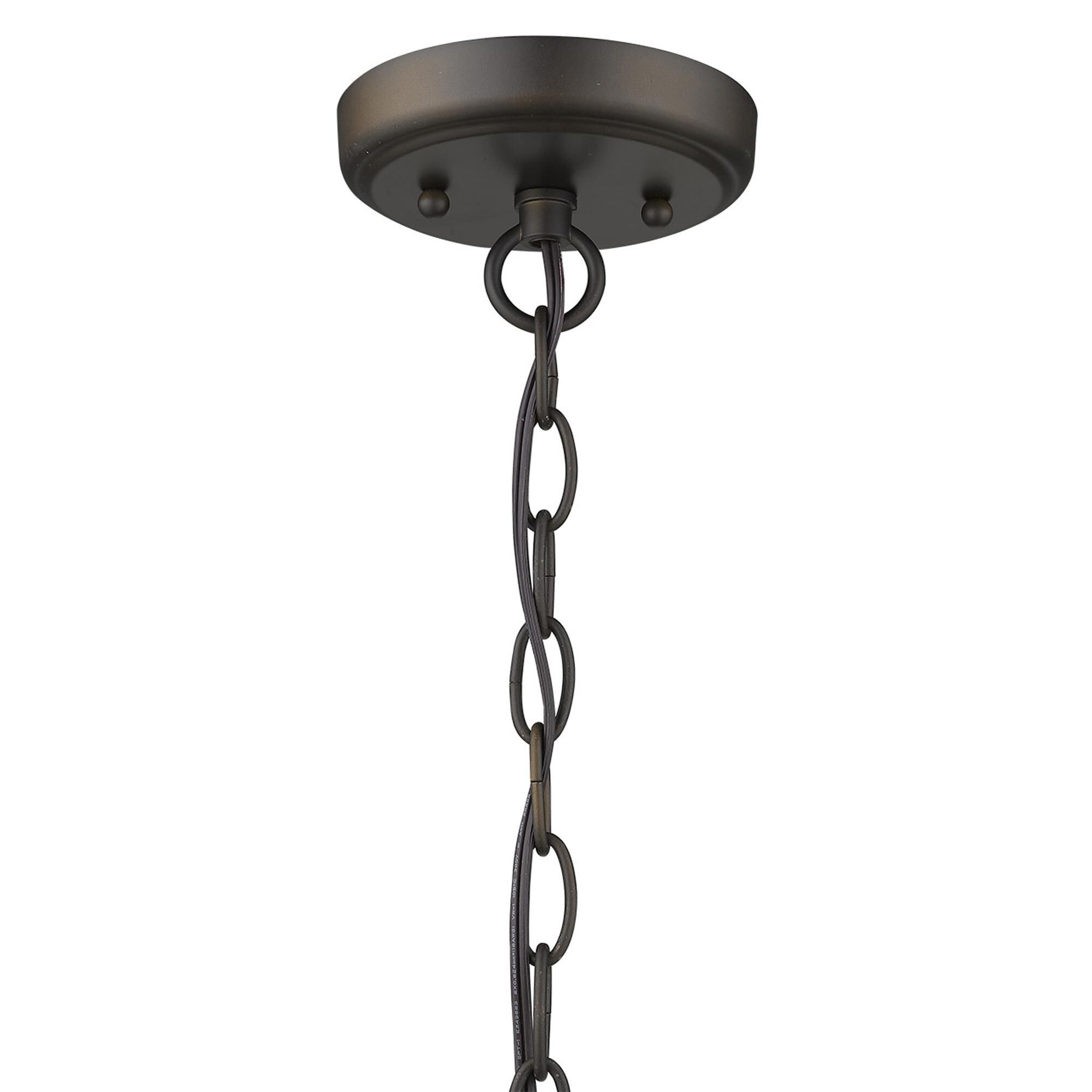 Shown in Oil-Rubbed Bronze finish and Clear glass and Clear, Seedy Glass Urn Shaped Globe shade