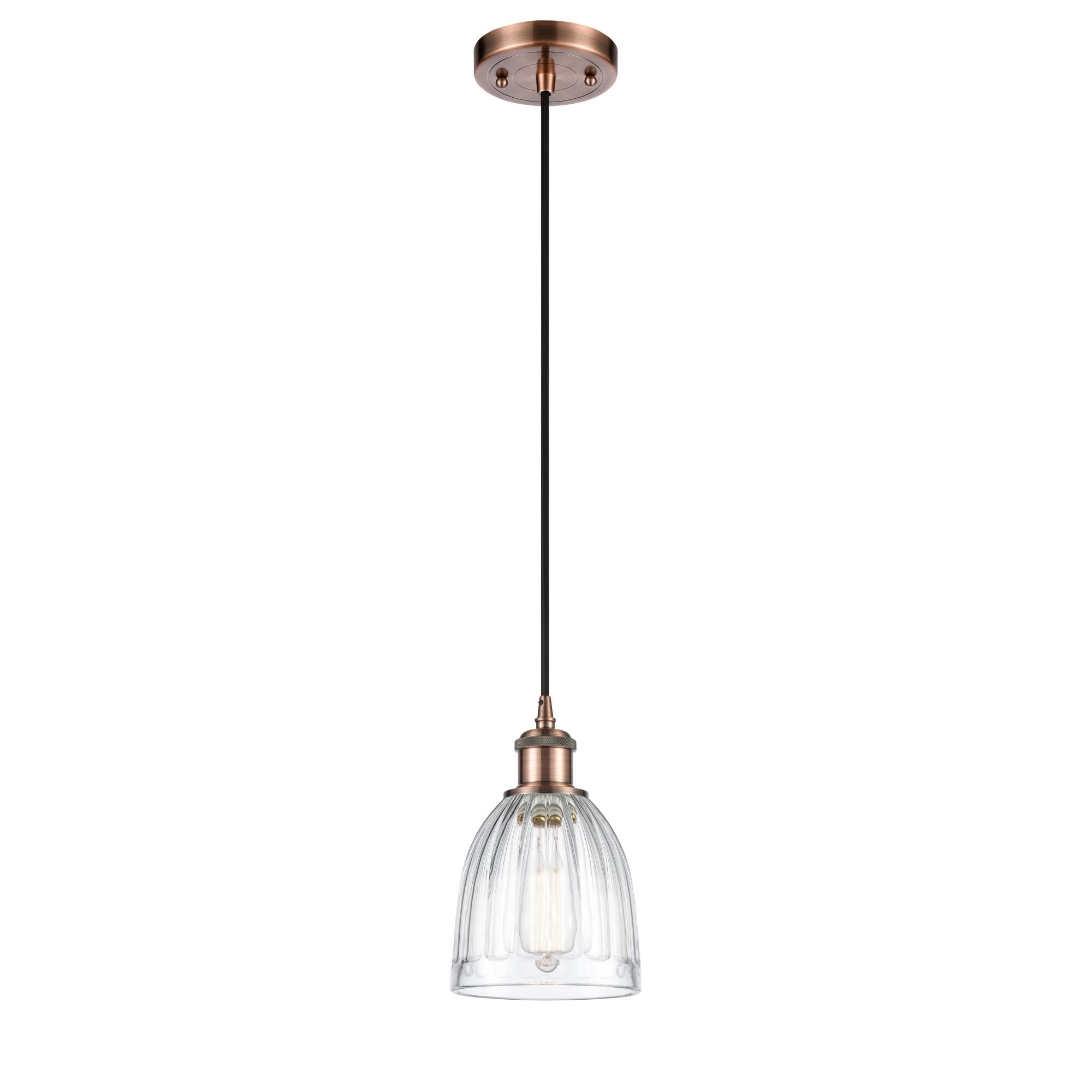 Shown in Antique Copper finish and Clear Brookfield glass