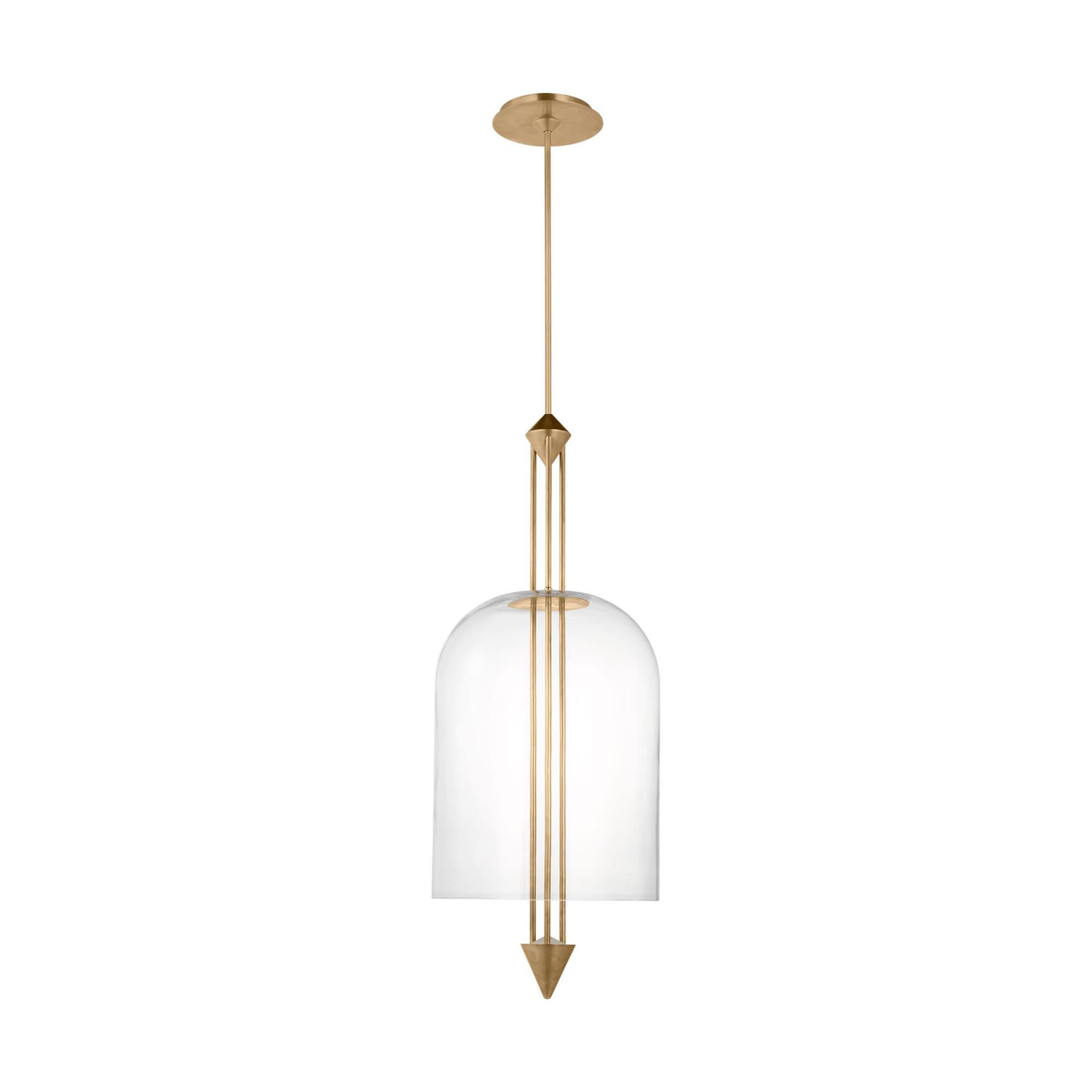 Shown in Natural Brass finish and Clear glass