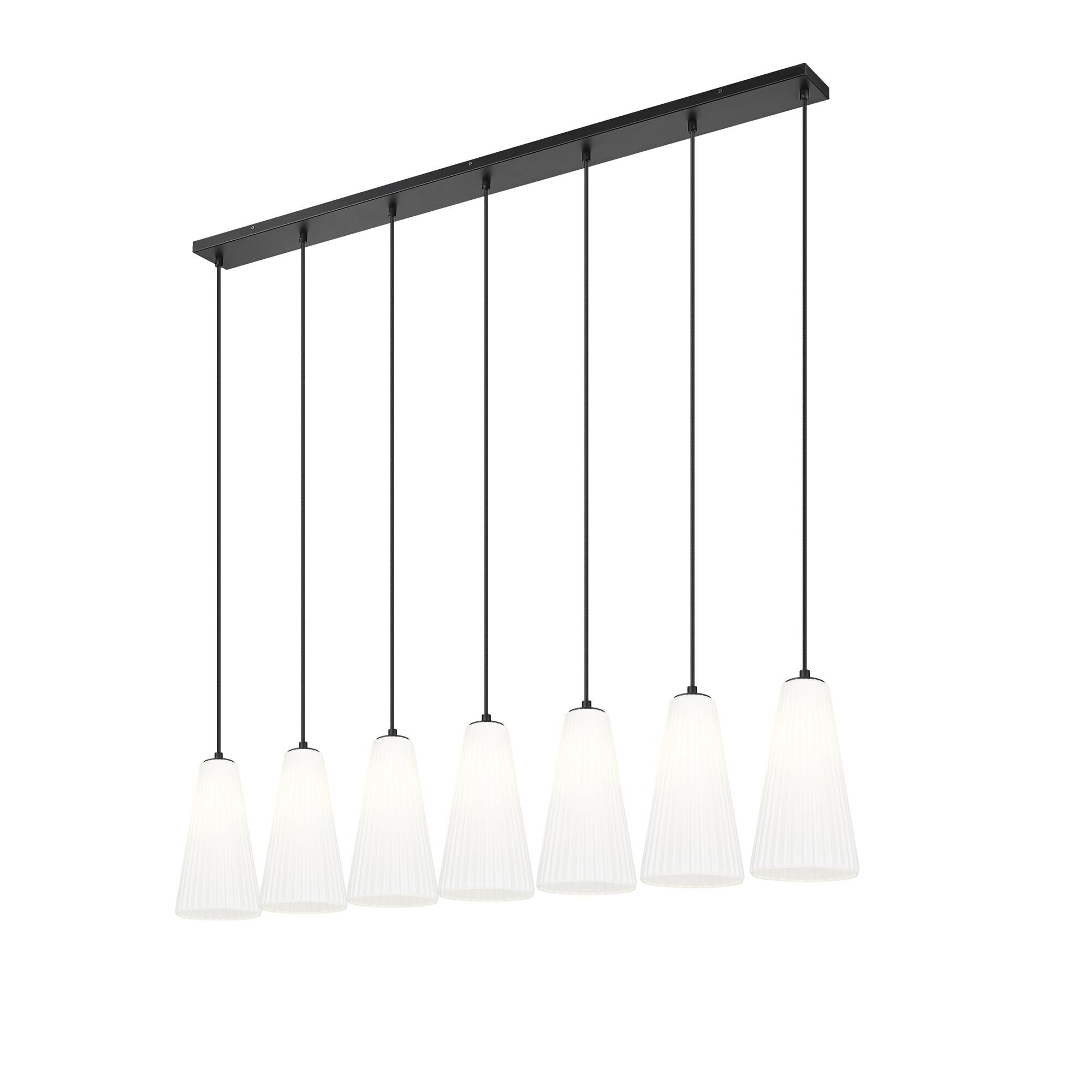 Shown in Matte Black finish and White glass and White shade