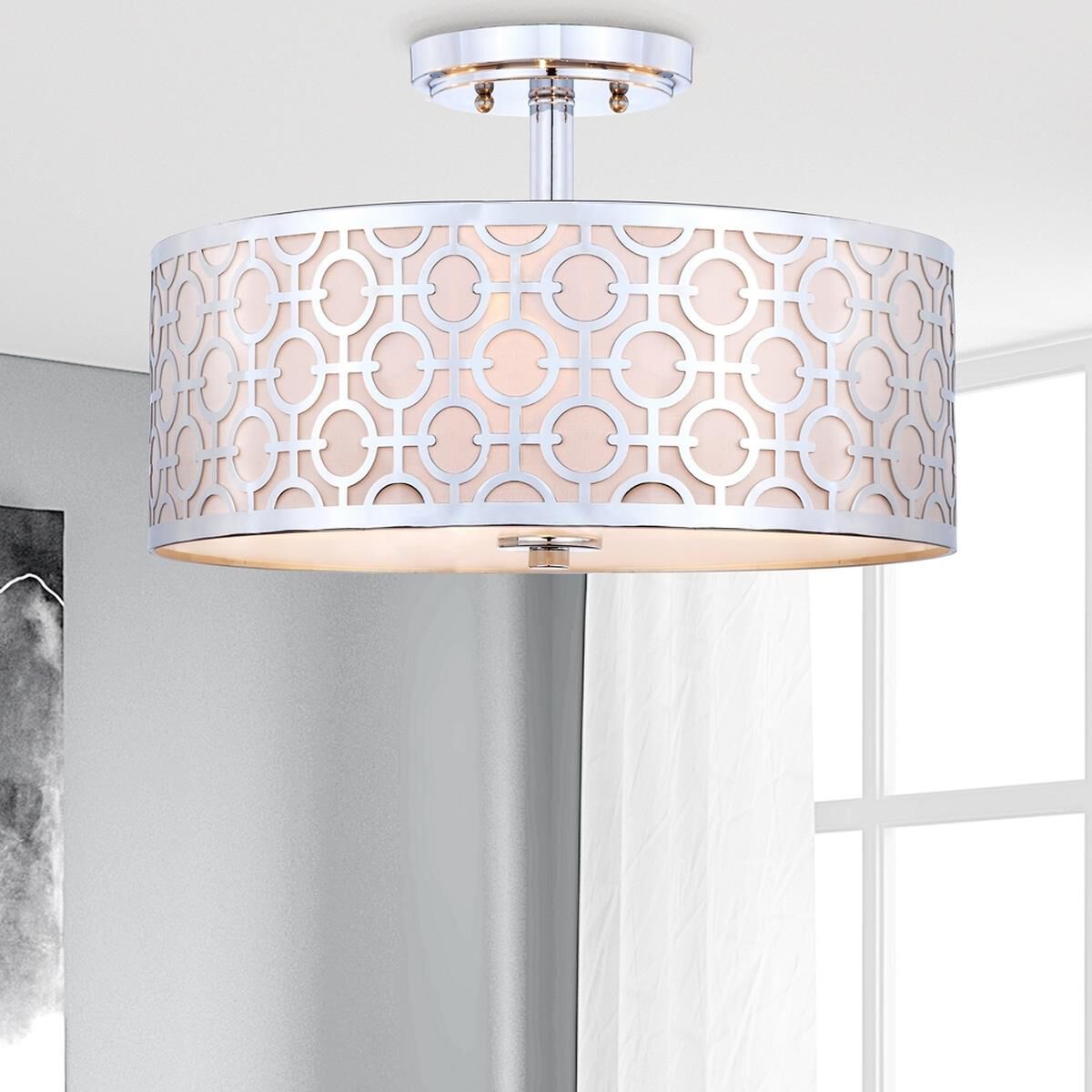 Vera Chain-Link 15 Inch 3 Light Semi Flush Mount by Safavieh