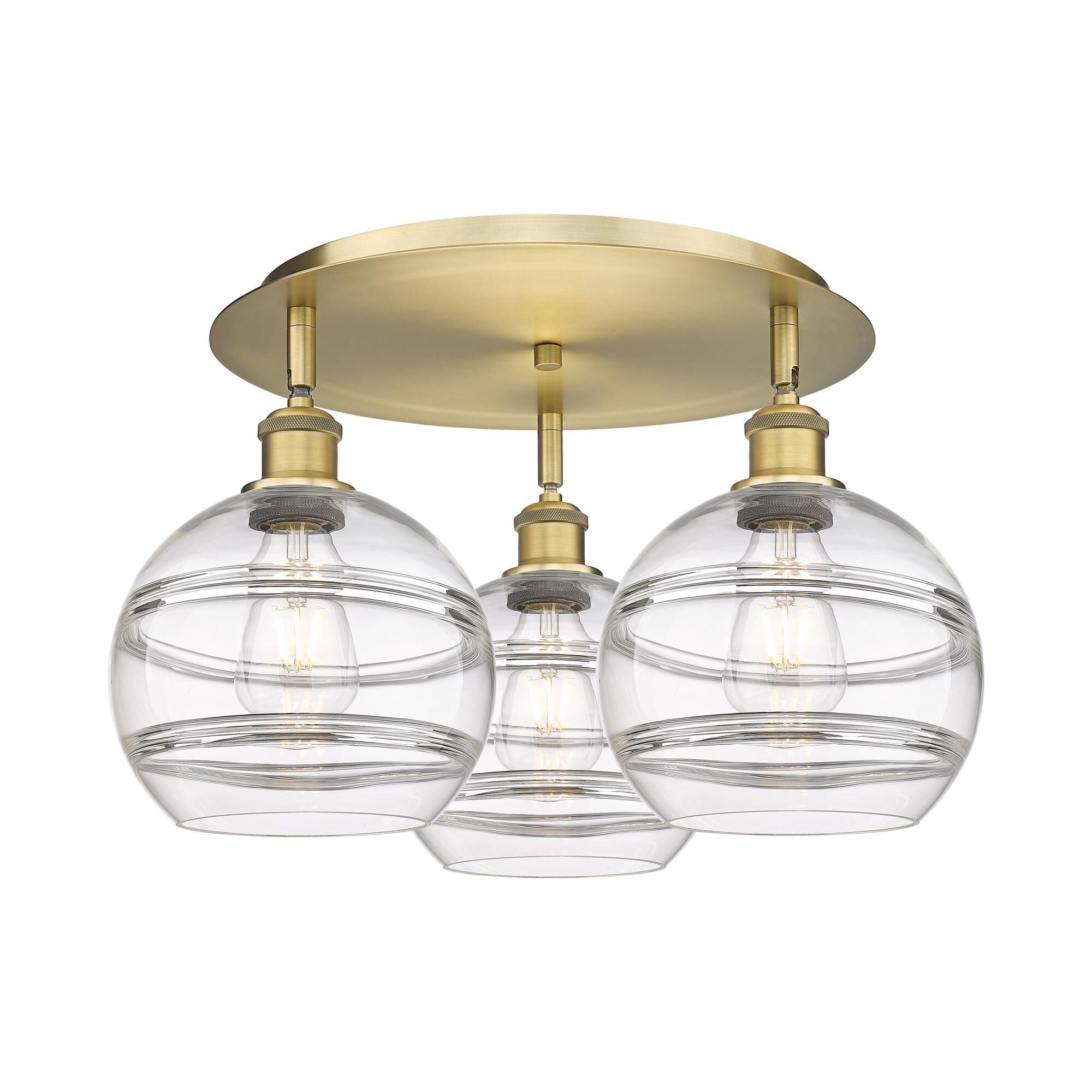Shown in Brushed Brass finish and Clear glass