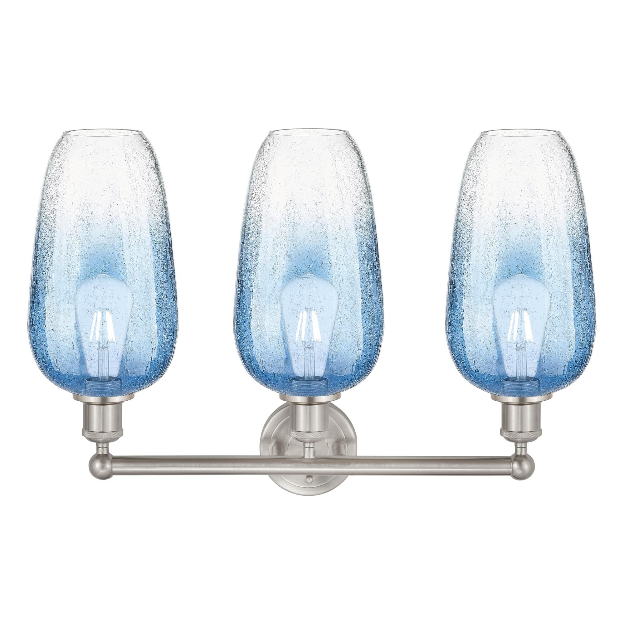 Shown in Brushed Satin Nickel finish and Sapphire Blue glass