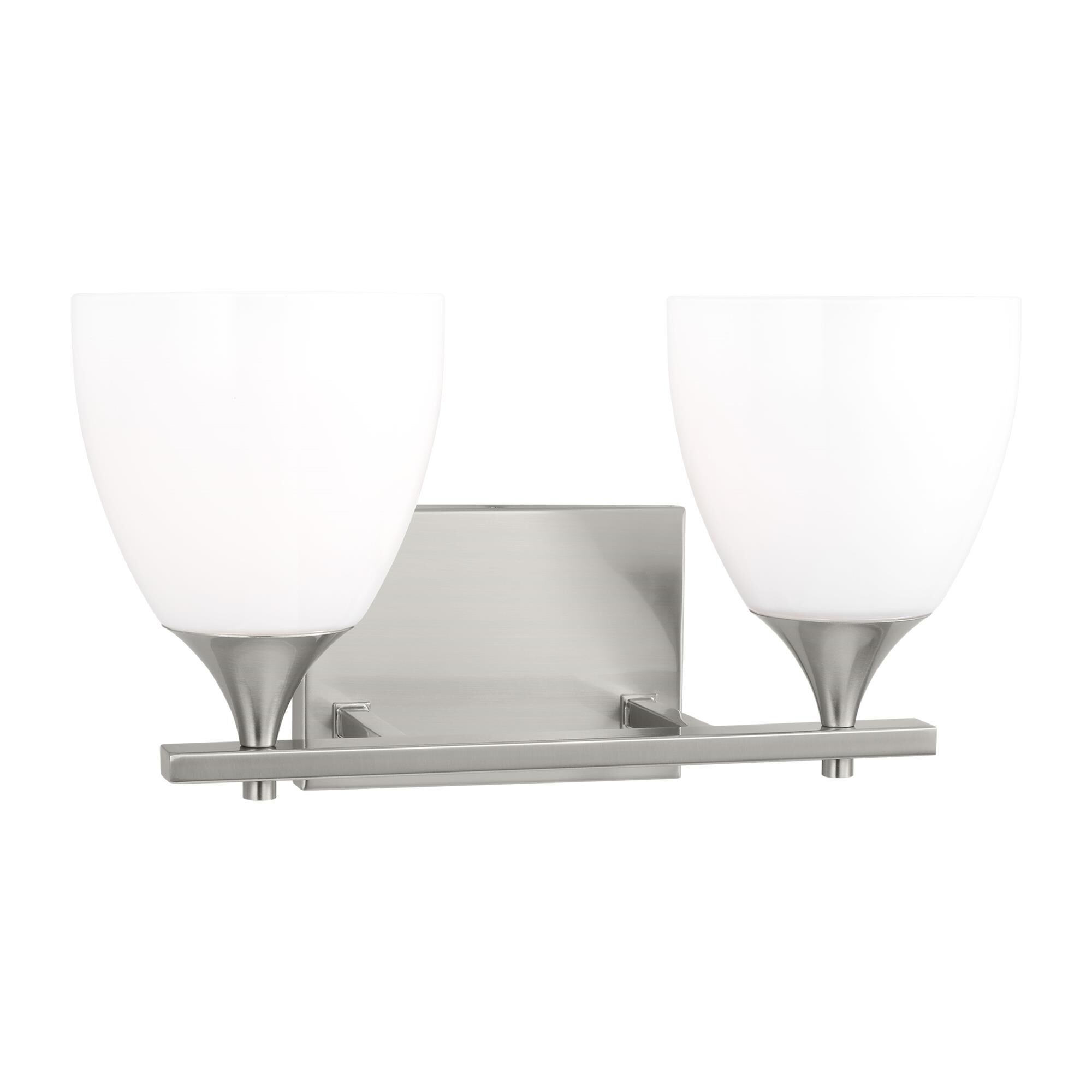 Shown in Brushed Steel finish and Milk glass