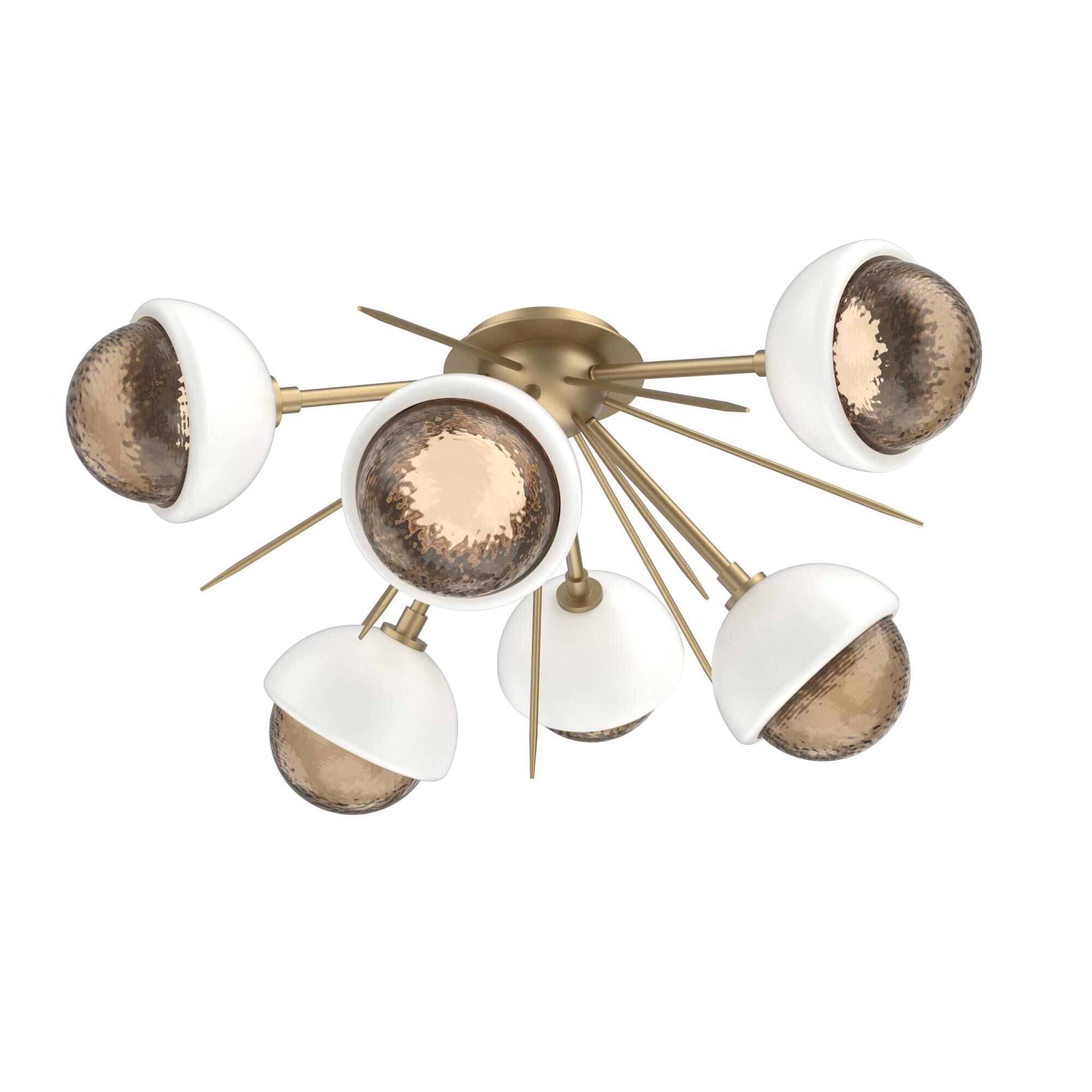 Shown in Gilded Brass finish and Bronze glass and Salt White accent