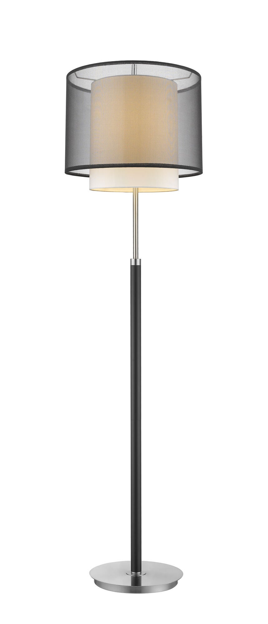 Shown in Espresso/ Brushed Nickel finish and Smoke Gray Shantung glass and Smoke Gray Shantung Two Tier shade