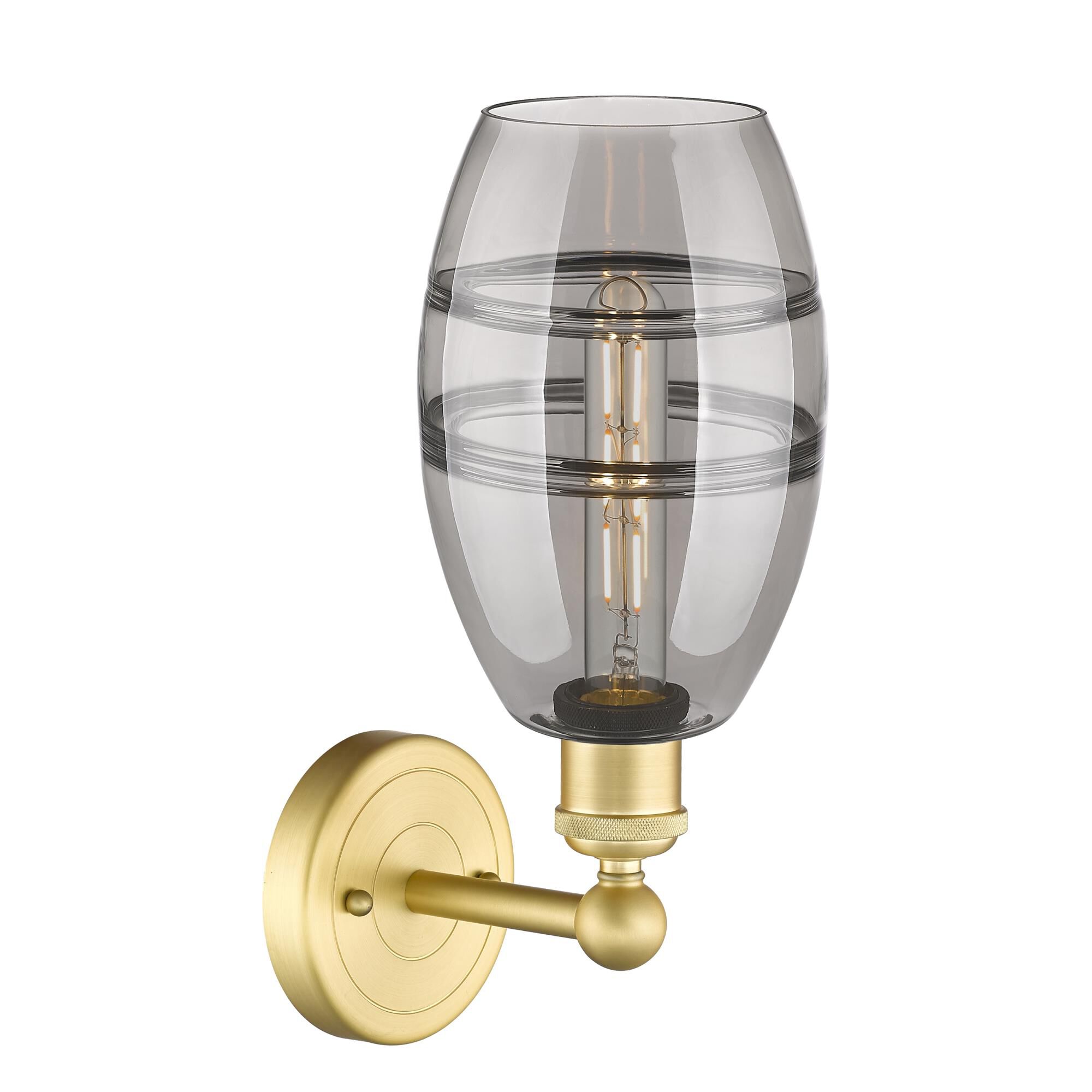 Shown in Satin Gold finish and Light Smoke glass