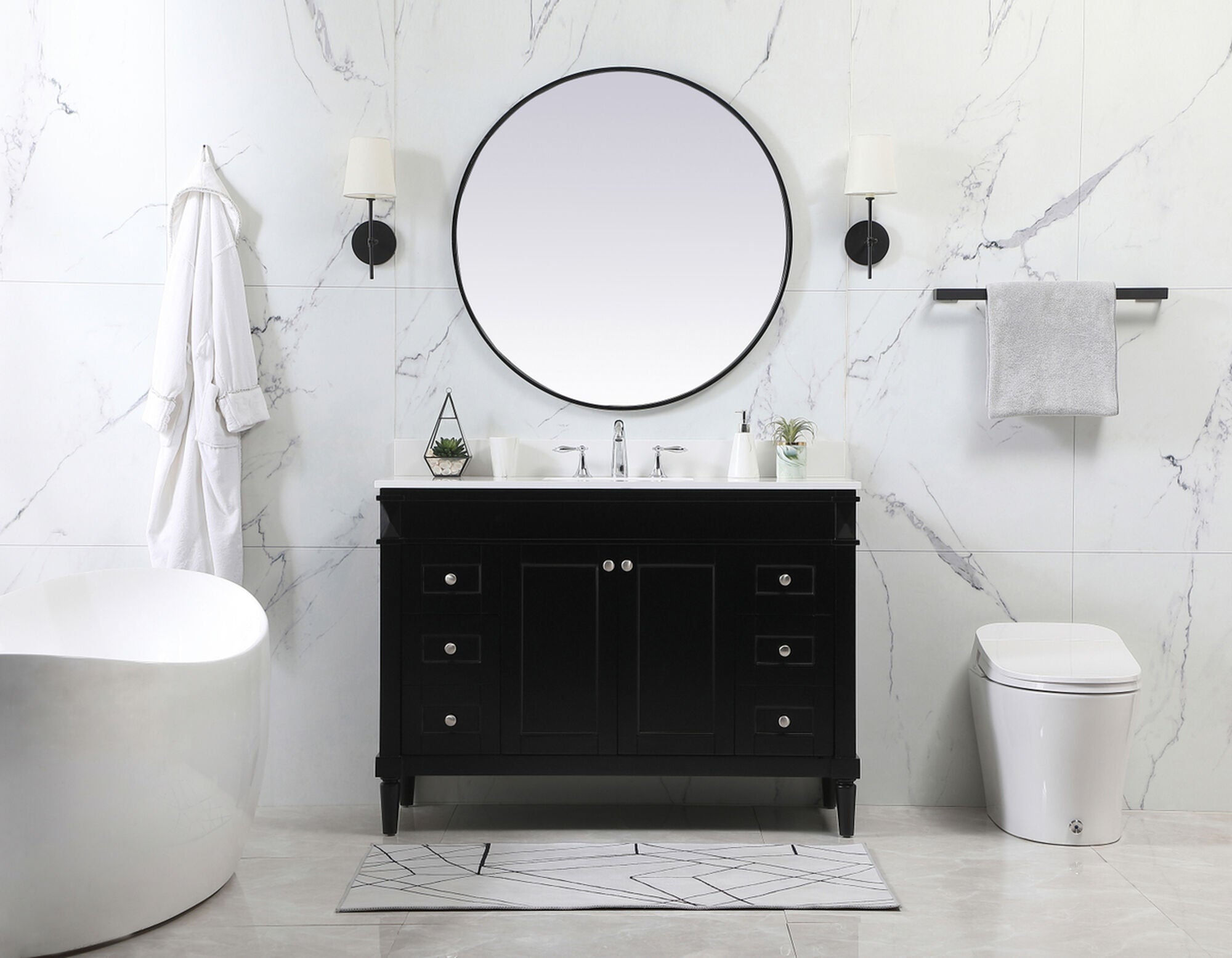 Shown in Black finish and Backsplash accent