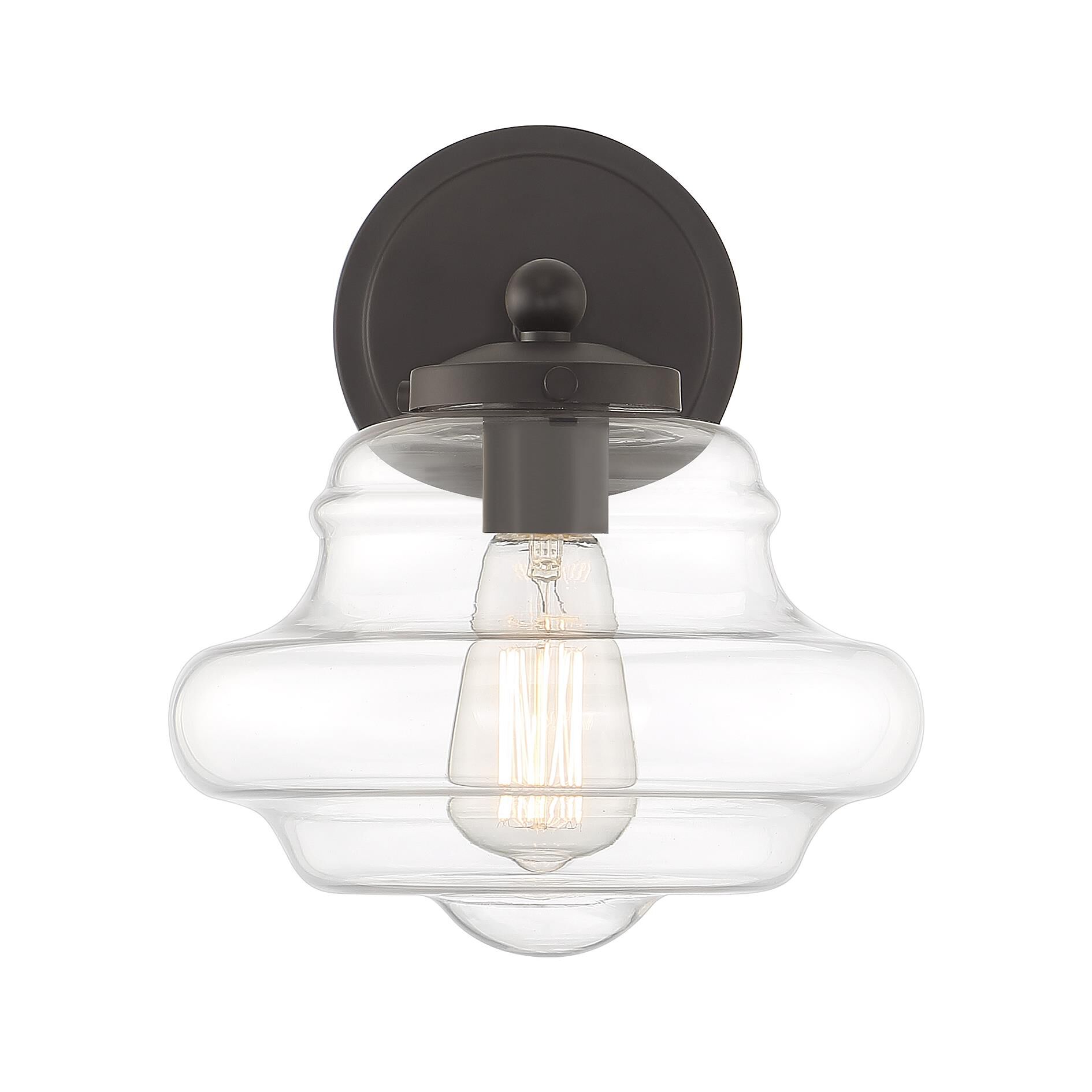 Shown in Oil Rubbed Bronze finish and Clear glass and Glass shade