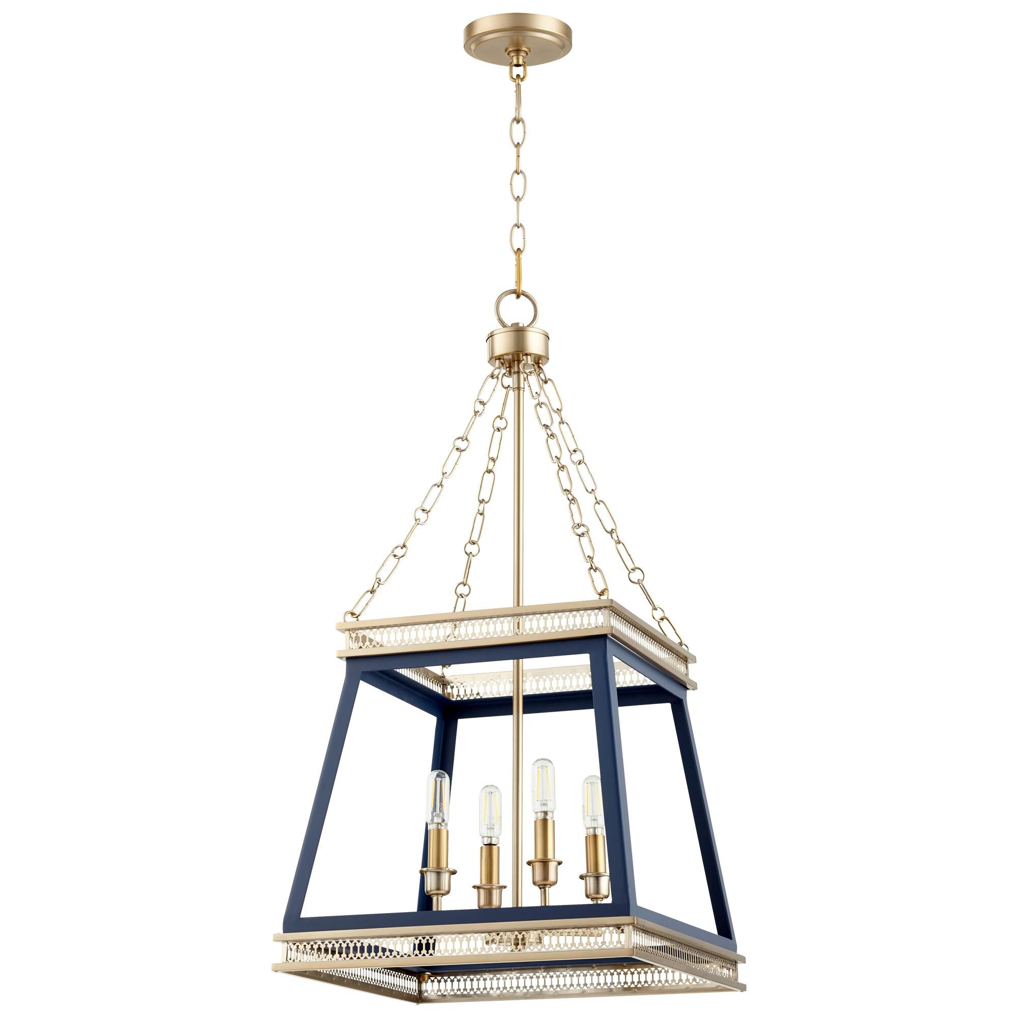 Shown in Blue And Aged Brass finish