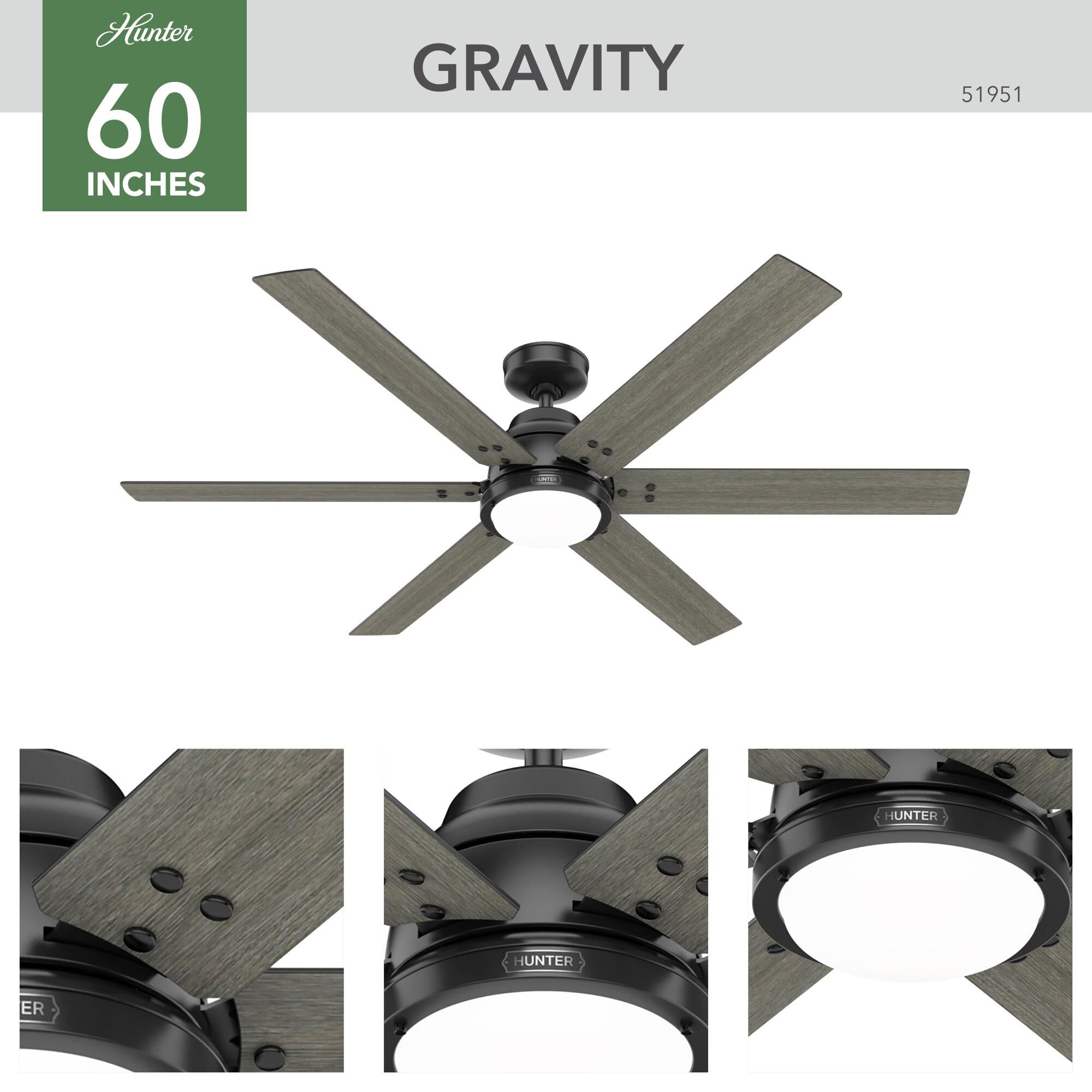 Gravity 60 Inch Ceiling Fan with Light Kit by Hunter Fan